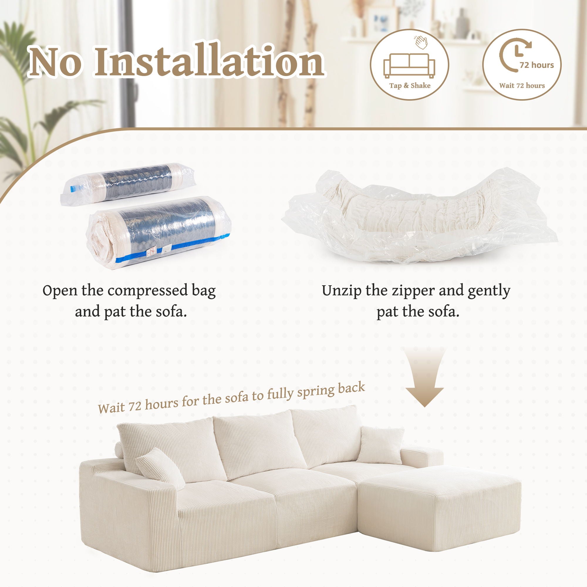 L Shaped Sectional Sofa, Full Compression 3 Seater Cloud Couch With Chaise - Best Buy Furniture