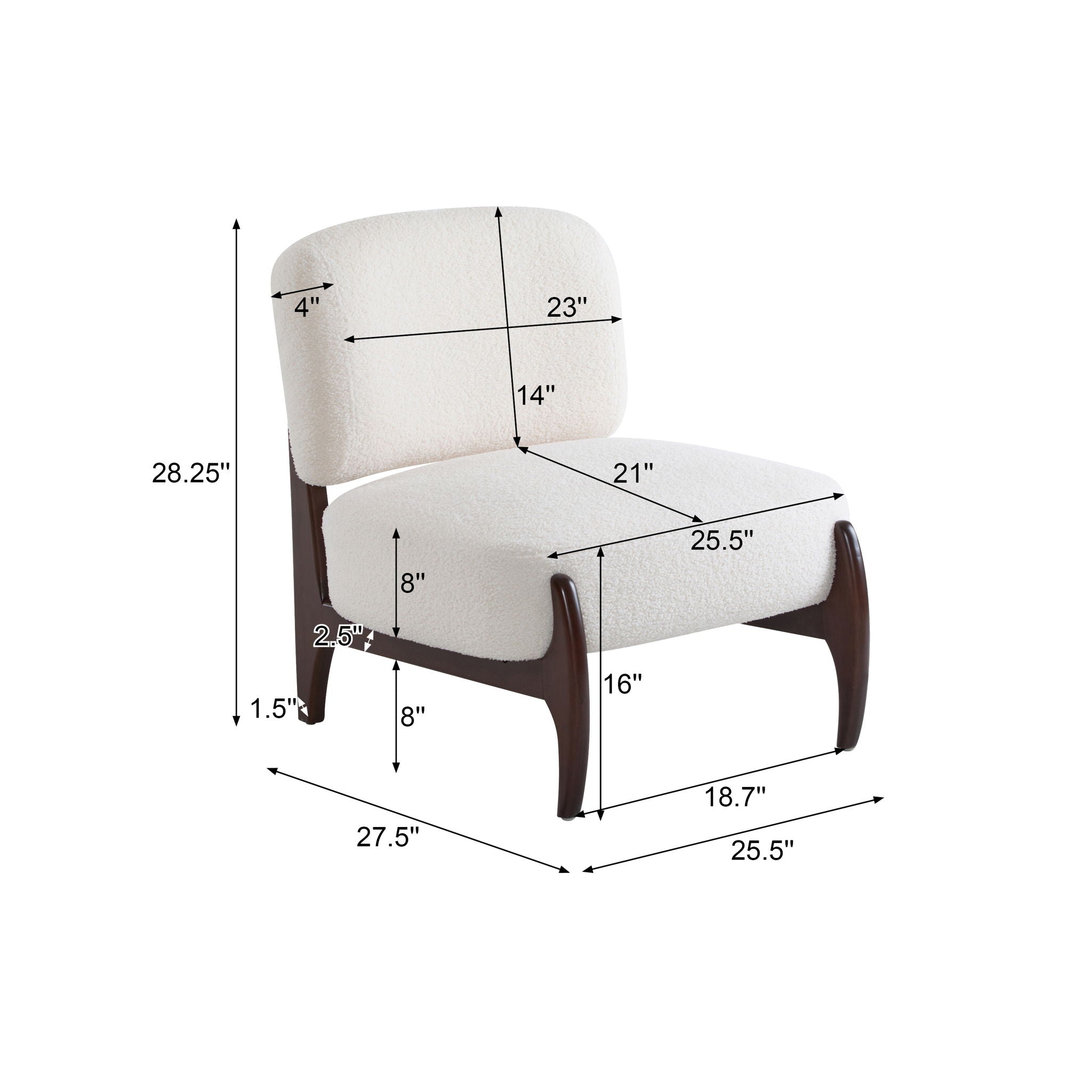 Modern Boucle Lounge Chair With Solid Wood Fram - Best Buy Furniture