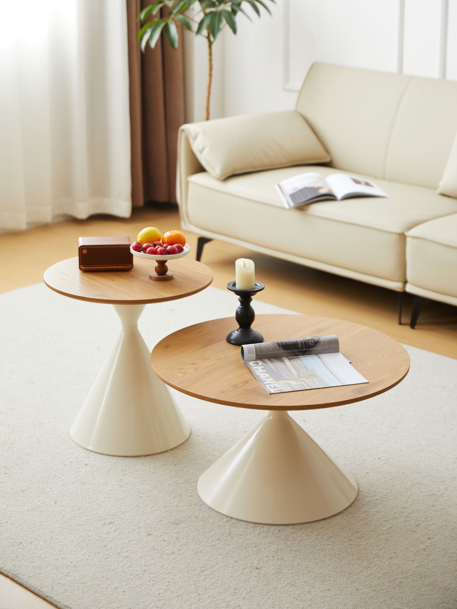 Round Coffee Table - Brown / White - Best Buy Furniture