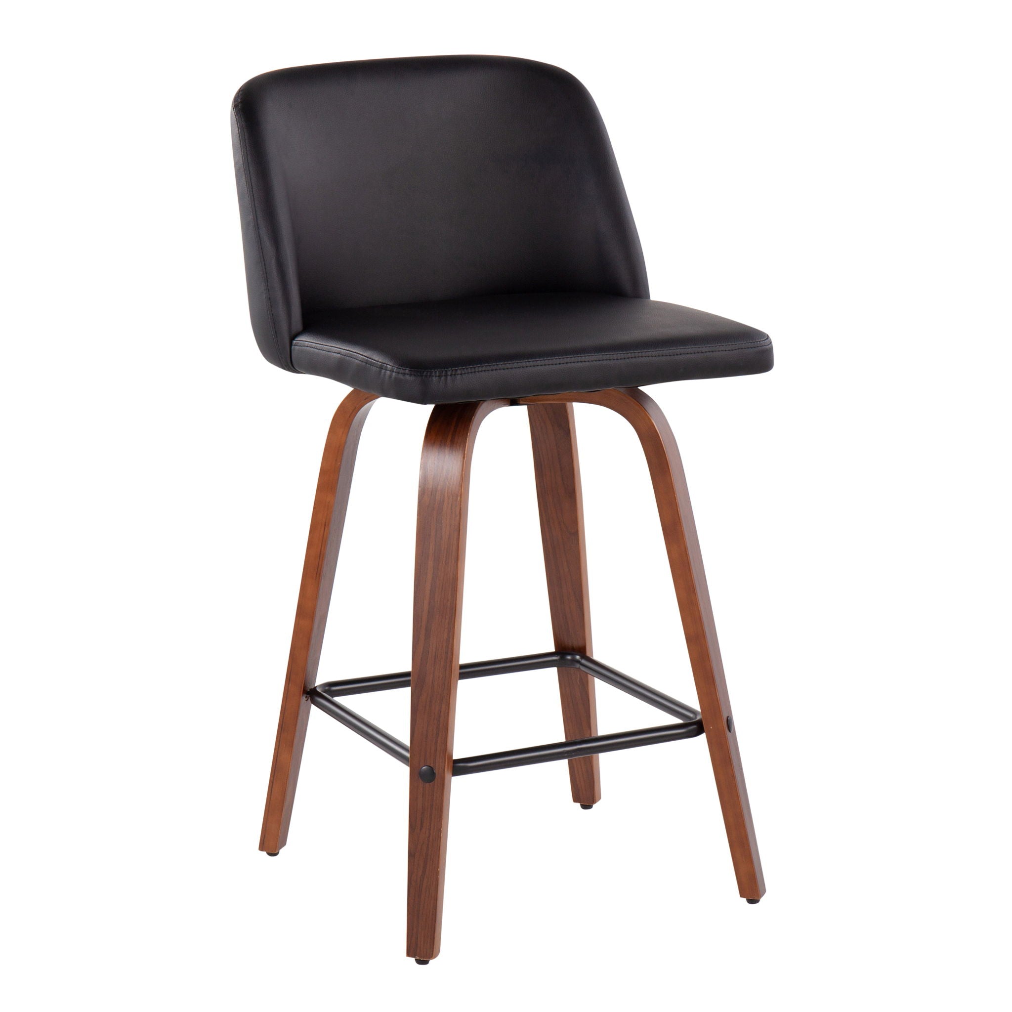 Toriano - Mid Century Modern Fixed Height Counter Stool & Square Footrest (Set of 2) - Best Buy Furniture