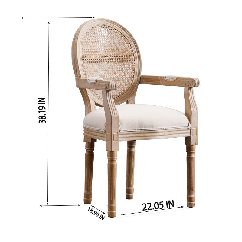 French Vintage Upholstered Fabric Dining Armchair (Set of 2) - Beige - Best Buy Furniture