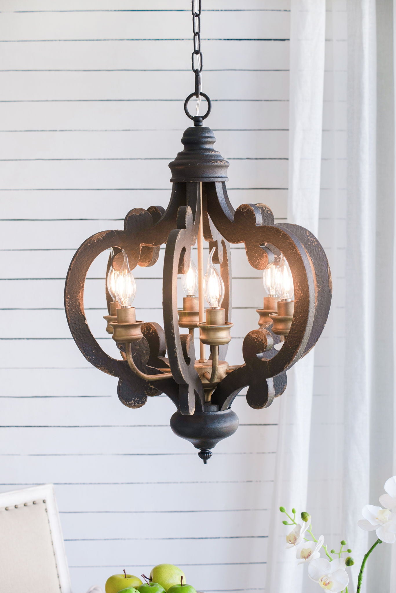 Farmhouse Chandelier, 6 Light Wood Chandelier Pendant Light Fixture With Adjustable Chain For Dining Room Living Room Entryway, Bulb Not Included - Best Buy Furniture
