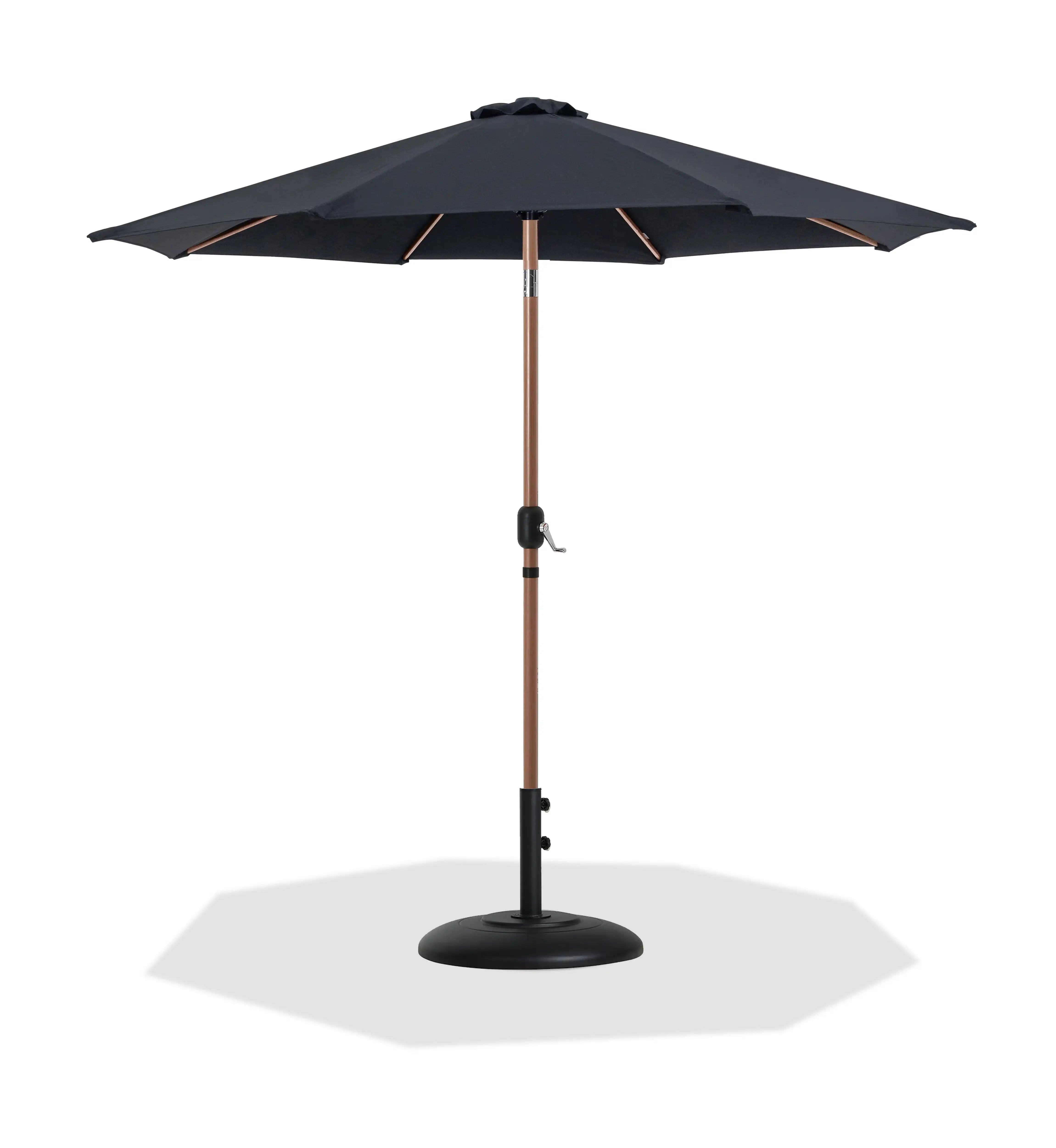 Fiji - Aluminum Patio Umbrella With Round Black And Teak Base - Best Buy Furniture