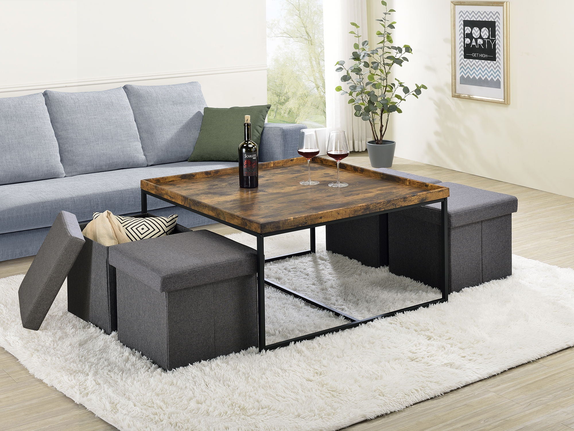 Vinny - Wood Grain Coffee Table Set With Raised Edges - Best Buy Furniture