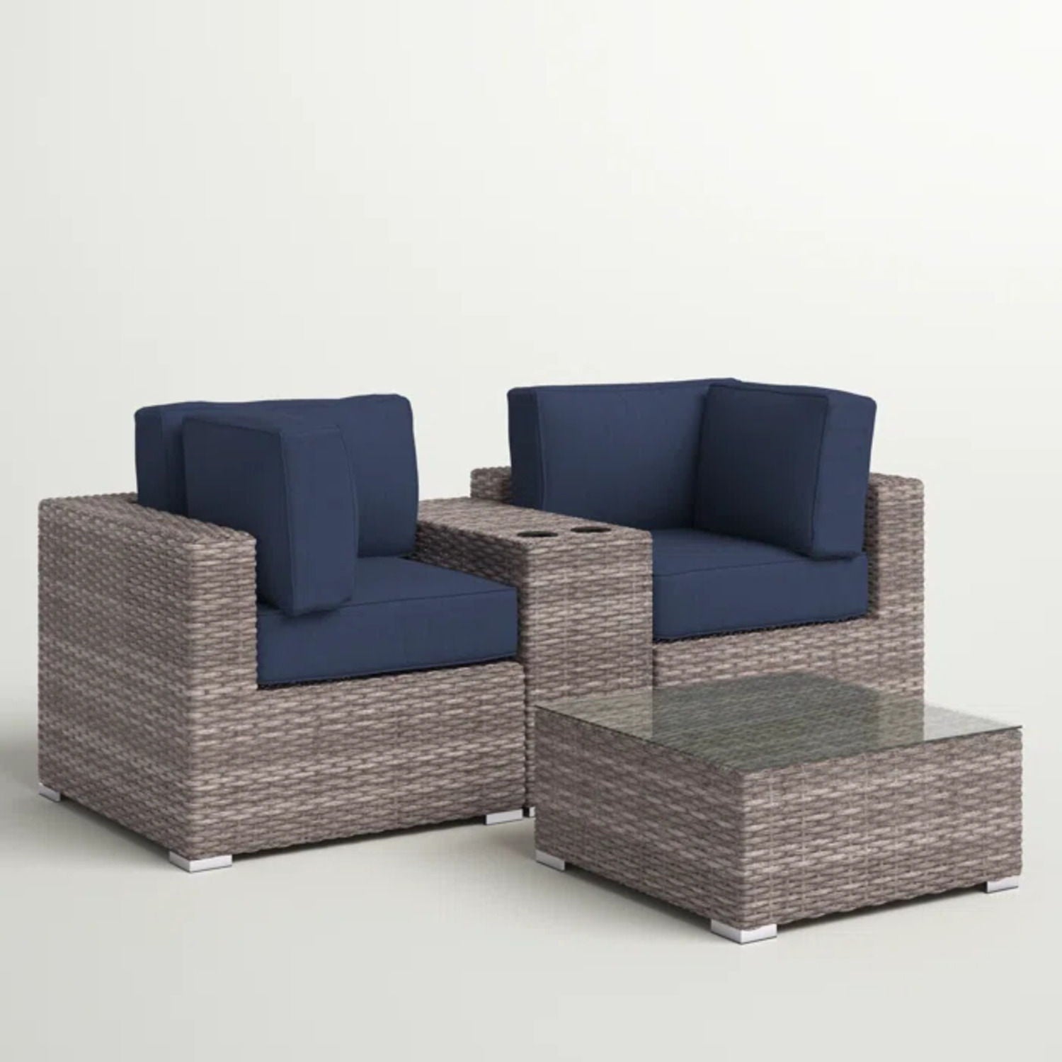 Wicker Seating Group Set With Table And Cushions - Best Buy Furniture