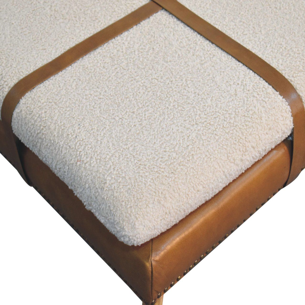Buffalo - Large Square Hide Leather Footstool - Brown - Best Buy Furniture