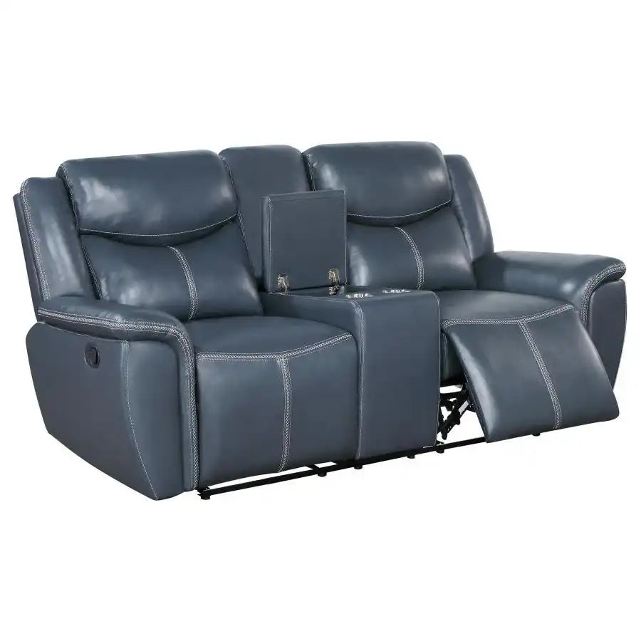 Sloane - Upholstered Padded Arm Reclining Loveseat - Blue - Best Buy Furniture