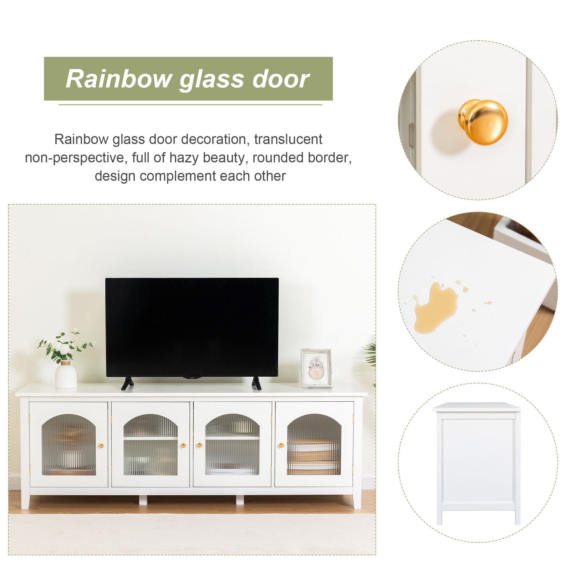 StylishTVcabinet Entertainment CenterTV Stand, TVconsoletable, Media Console, Solidwood Frame, Changhong Glass Door, Metal Handle - Best Buy Furniture