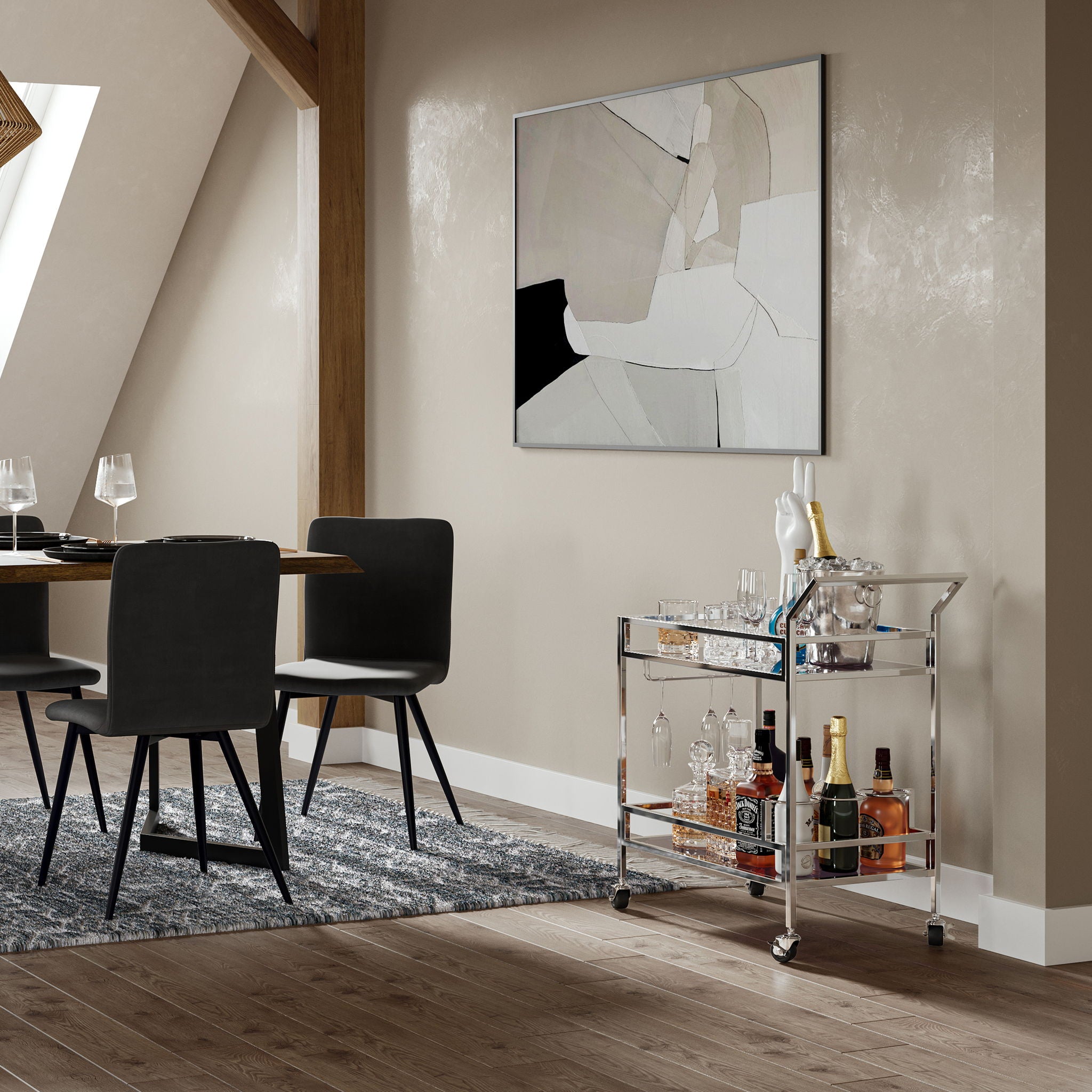 Watts - Bar Cart - Chrome - Best Buy Furniture