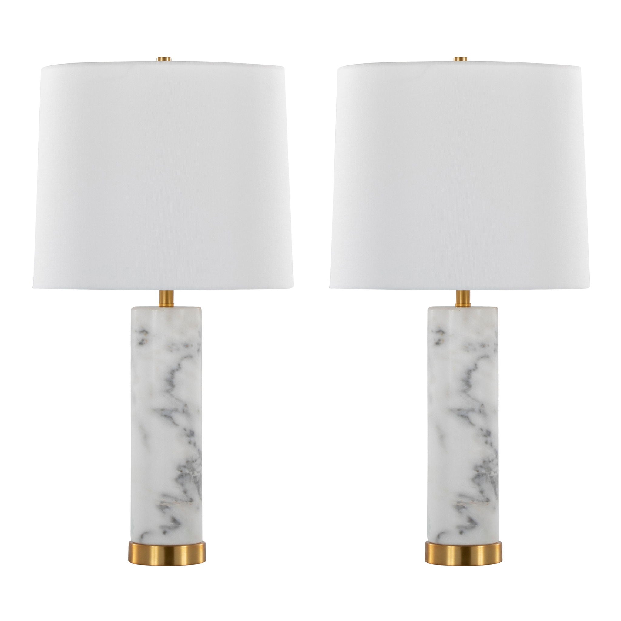 Marabella - Contemporary Marble Table Lamp (Set of 2) - Brass / White - Best Buy Furniture