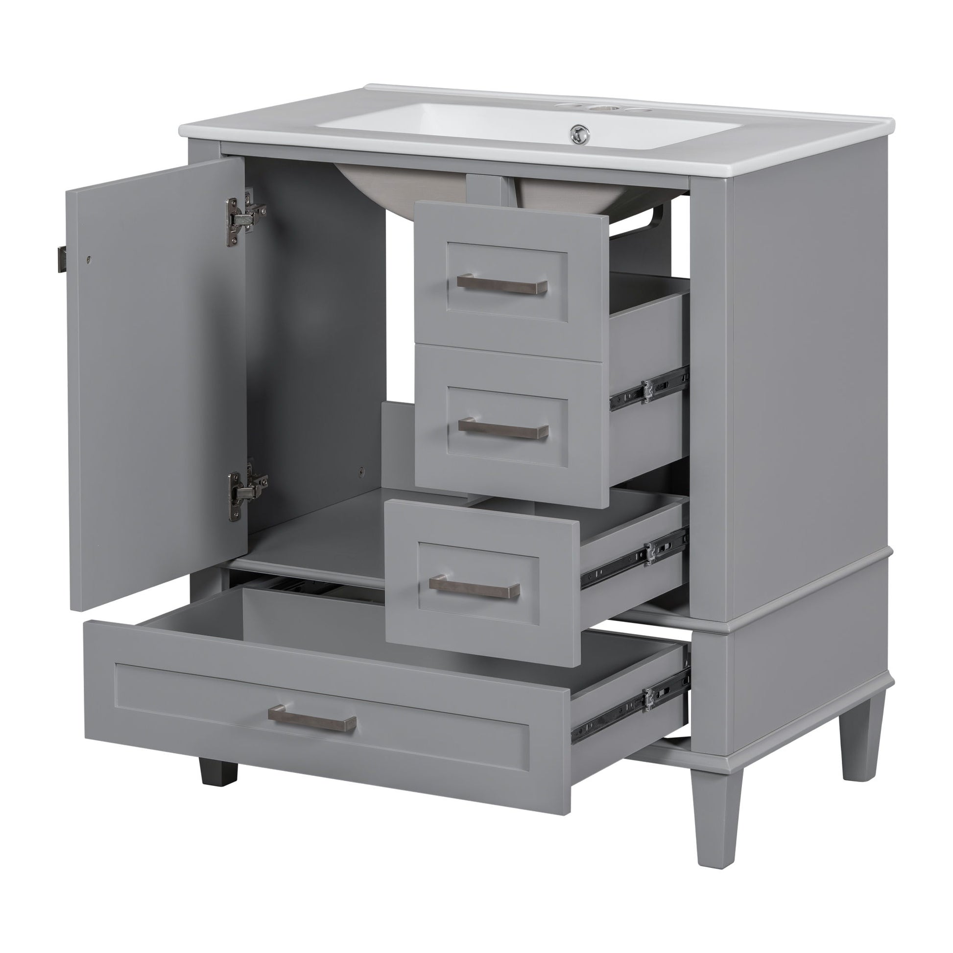 Bathroom Vanity, Modern Bathroom Cabinet With Sink Combo Set, Bathroom Storage Cabinet With A Soft Closing Door And 3 Drawers, Solid Wood Frame - Best Buy Furniture