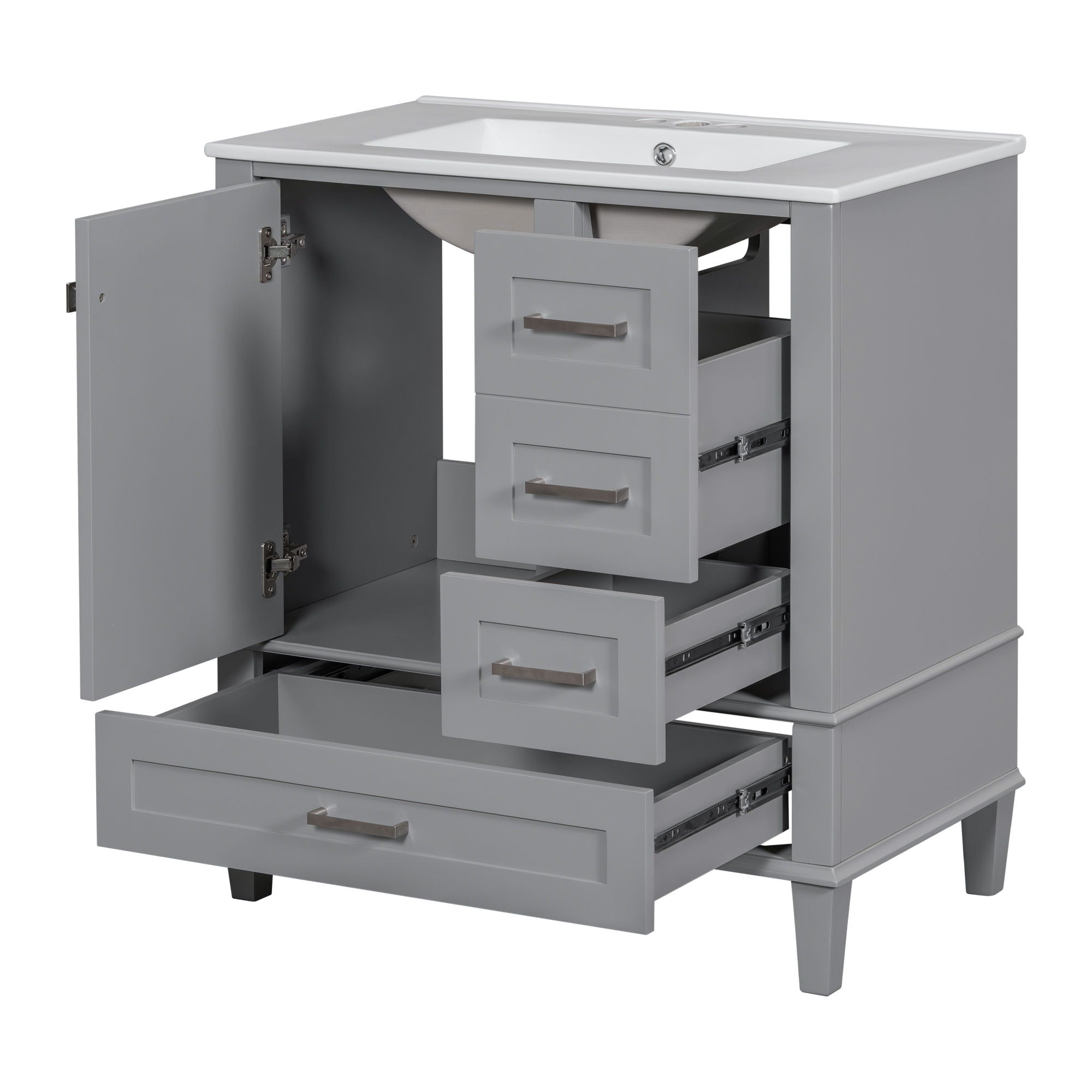 Bathroom Vanity, Modern Bathroom Cabinet With Sink Combo Set, Bathroom Storage Cabinet With A Soft Closing Door And 3 Drawers, Solid Wood Frame - Best Buy Furniture