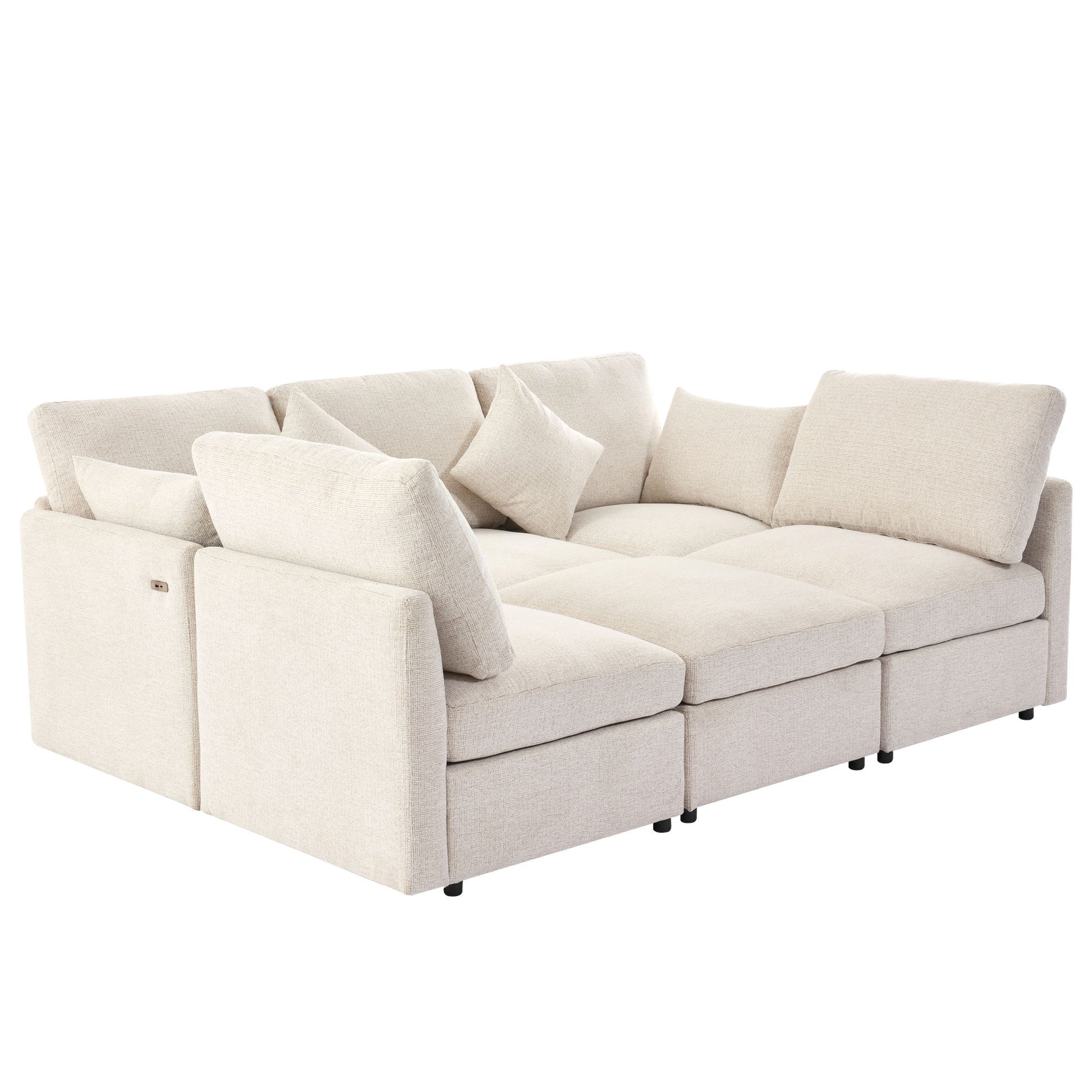 Sectional Sofa Modular U-Shaped With Ottoman & USB Ports - Best Buy Furniture
