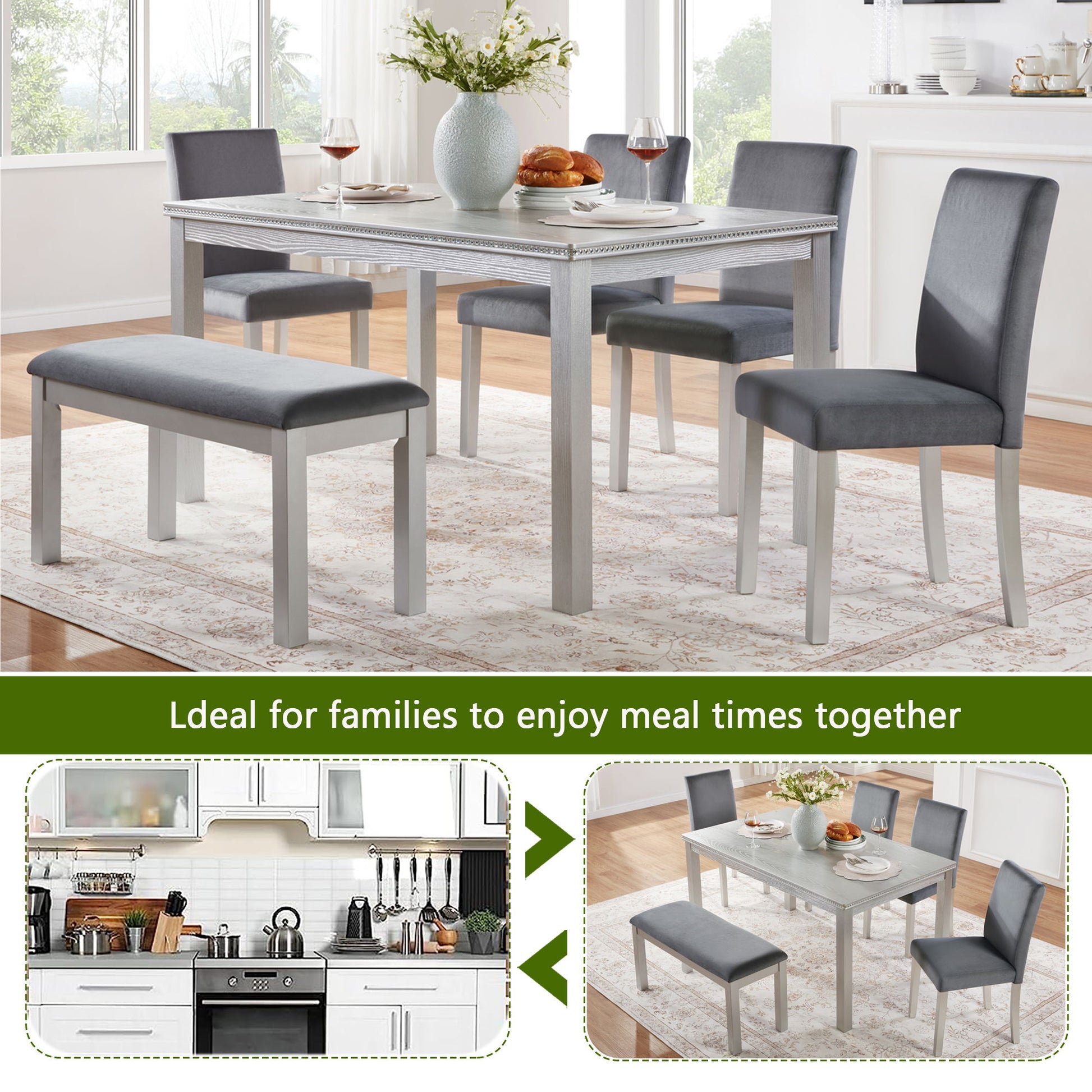 Dining Table Set, Table With A Rectangular Table And Upholstered Chairs - Best Buy Furniture
