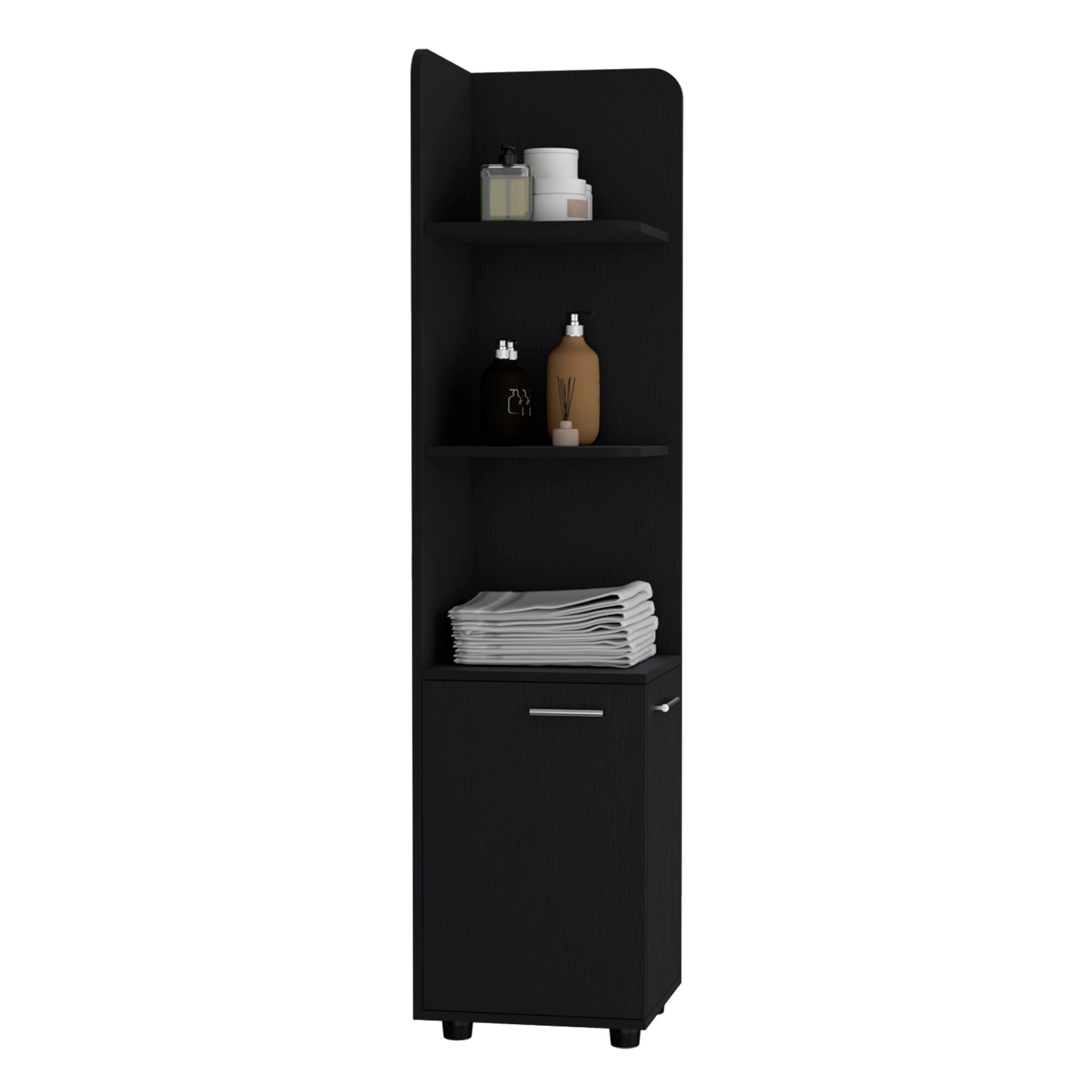 Corner Cabinet Tall With 3 Tier Shelf And 2 Door - Black - Best Buy Furniture