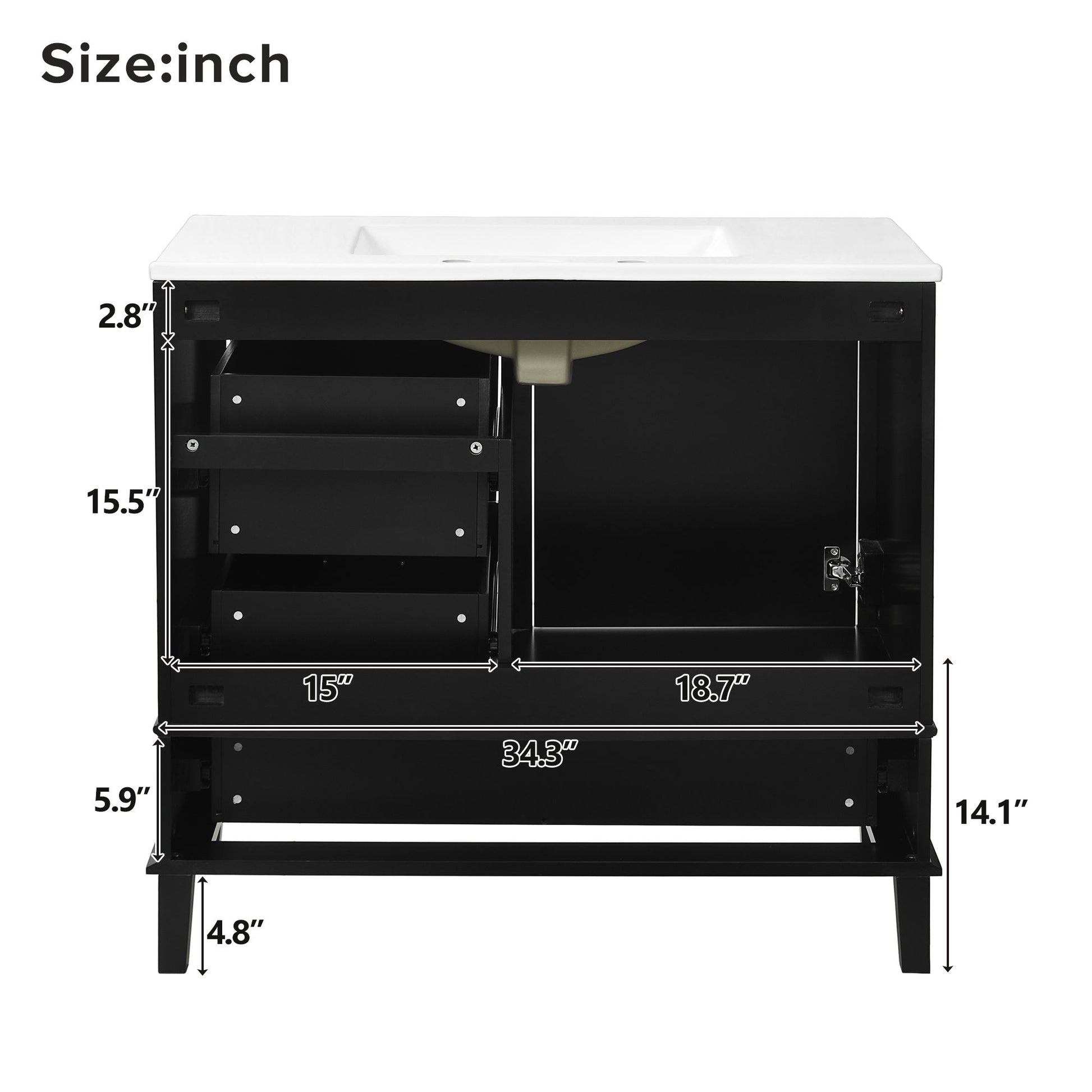 Bathroom Vanity, Modern Bathroom Cabinet With Sink Combo Set, Bathroom Storage Cabinet With A Soft Closing Door And 3 Drawers, Solid Wood Frame - Best Buy Furniture