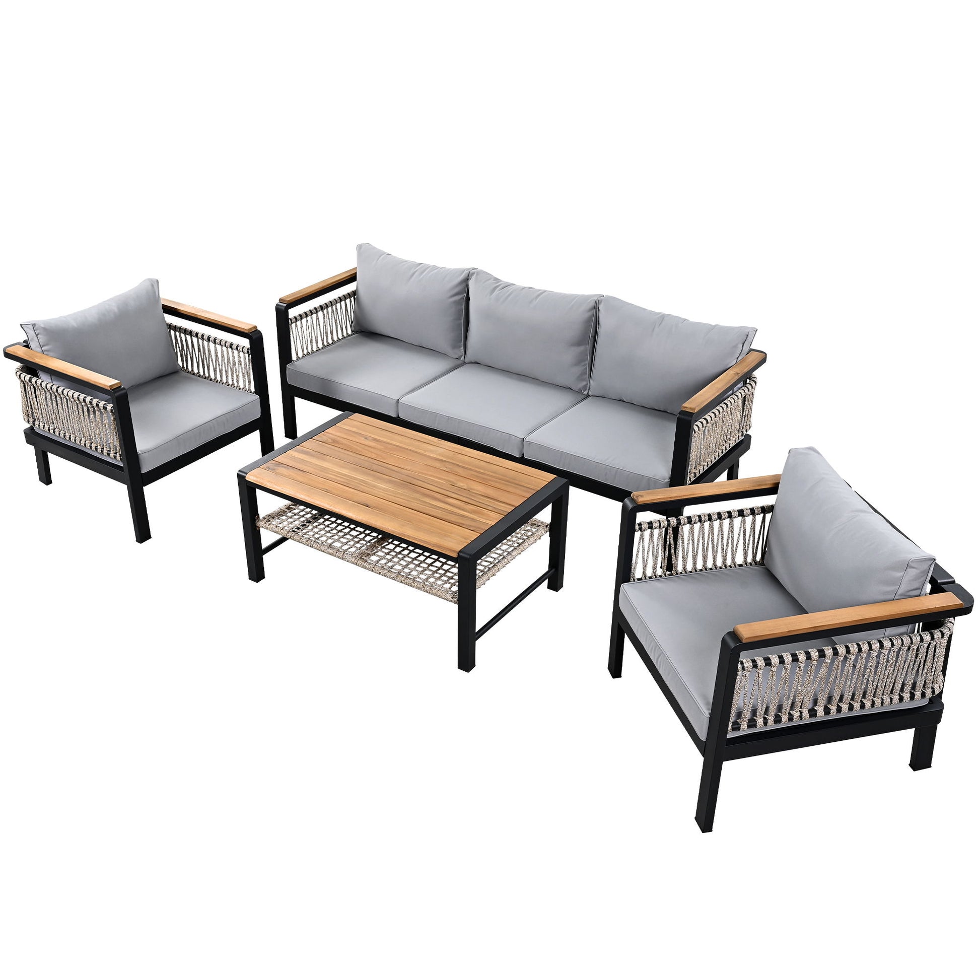 4 Pieces Outdoor Sectional Sofa Set 5 Person Patio Seating Group Outdoor Conversation Set With Cushions And A Coffee Table For Patios - Best Buy Furniture