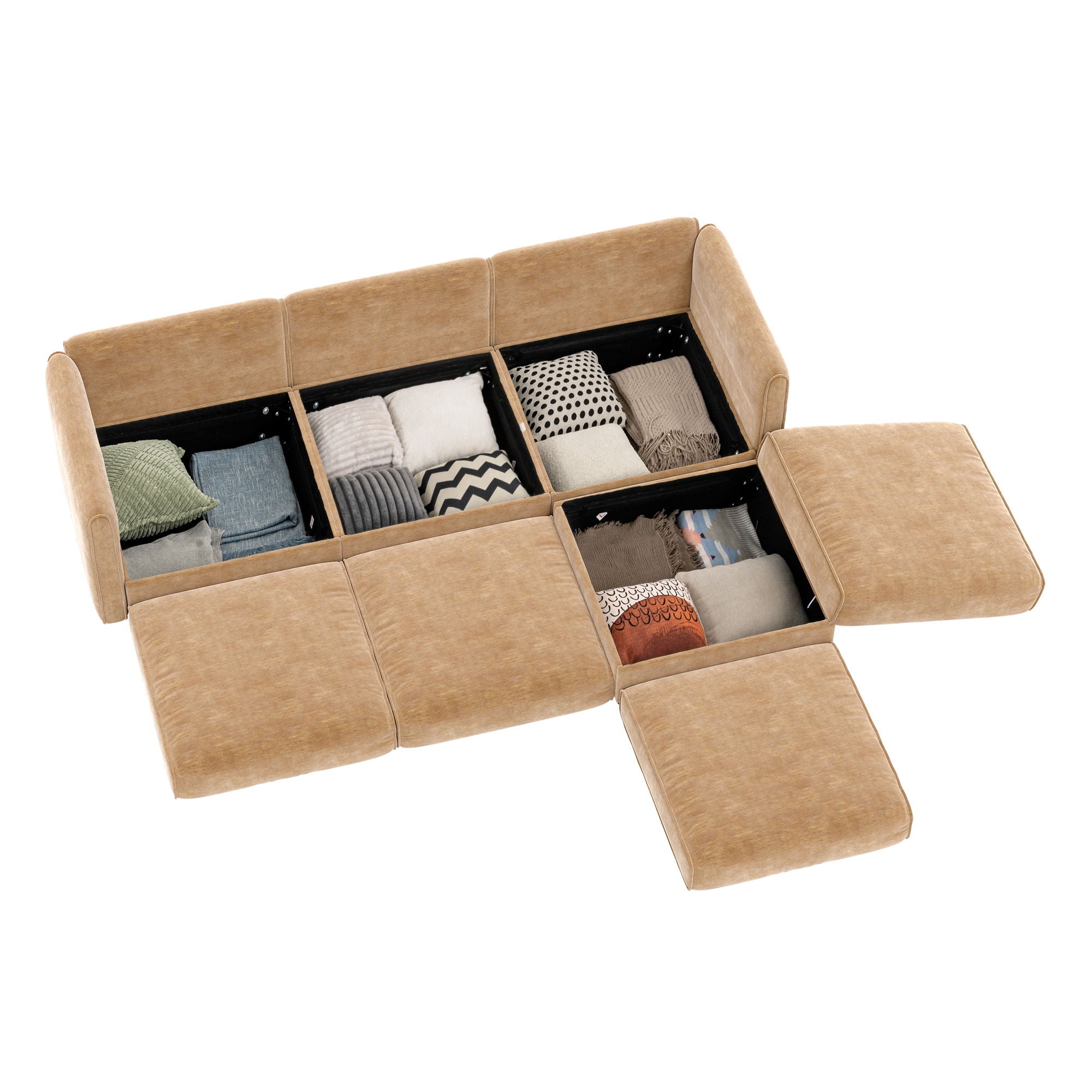 Contemporary Elegant White Chenille Sofa With Storage And Ottoman - Best Buy Furniture