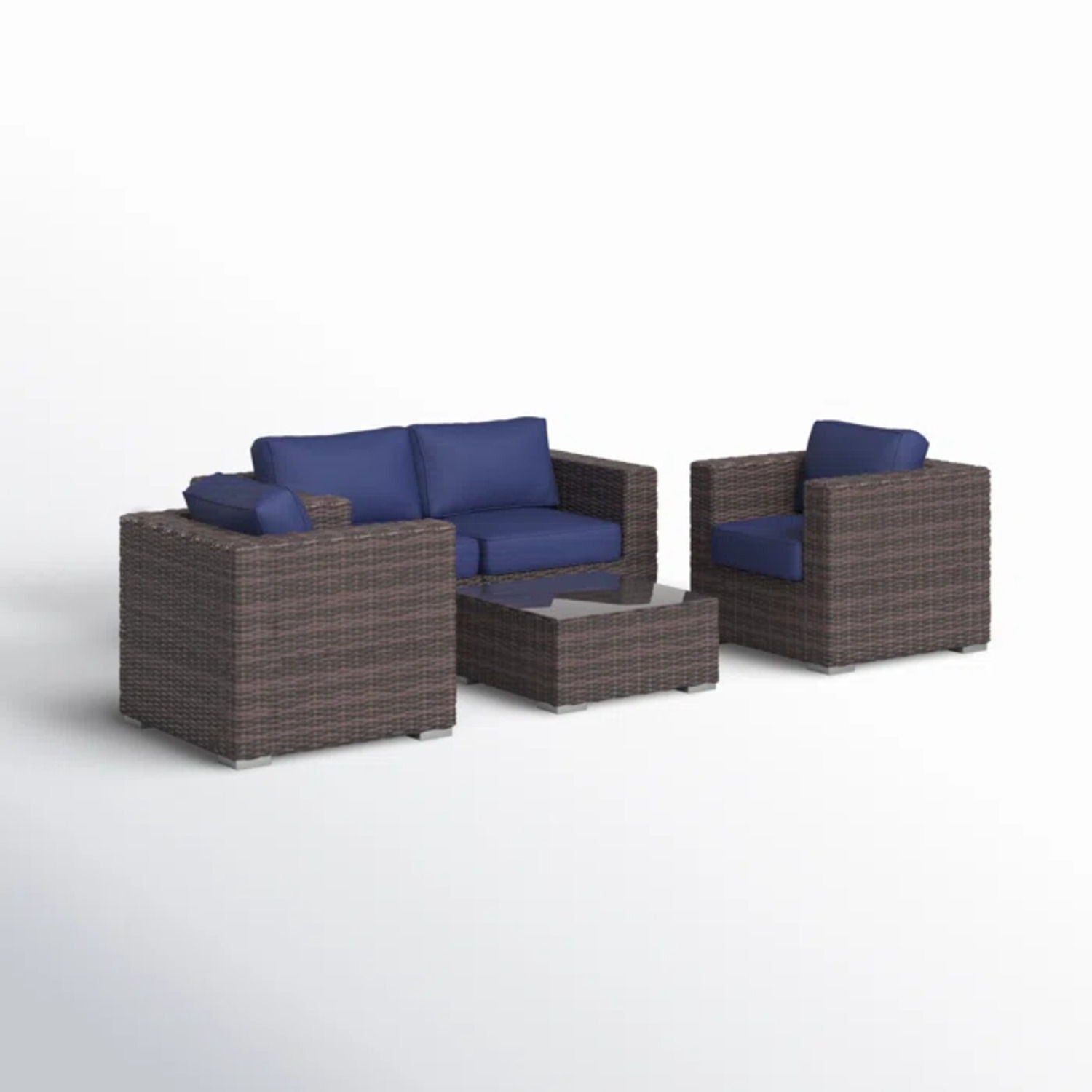 Wicker Seating Group Set With Table And Cushions - Best Buy Furniture