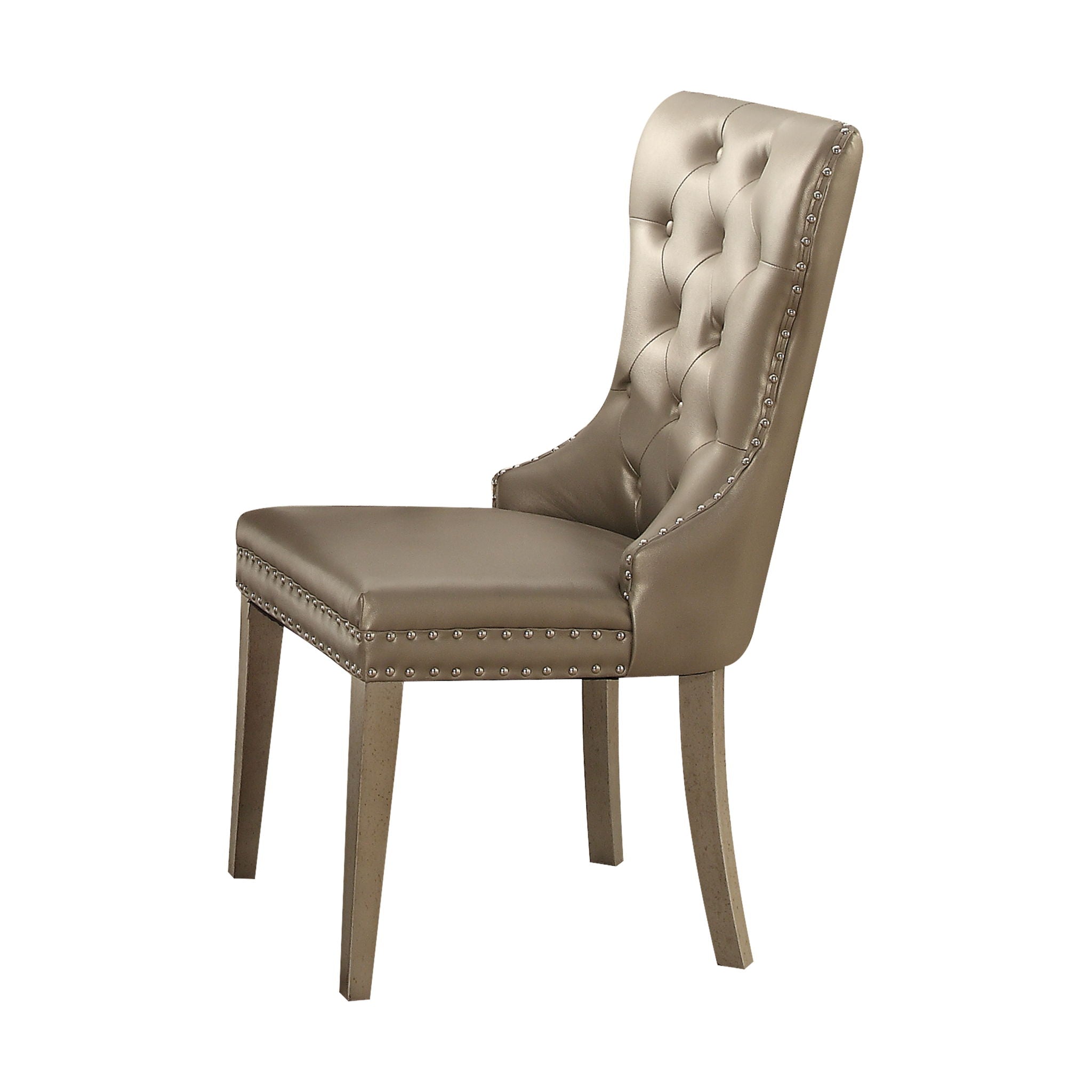 Kacela - Synthetic Leather Side Chair (Set of 2) - Champagne - Best Buy Furniture