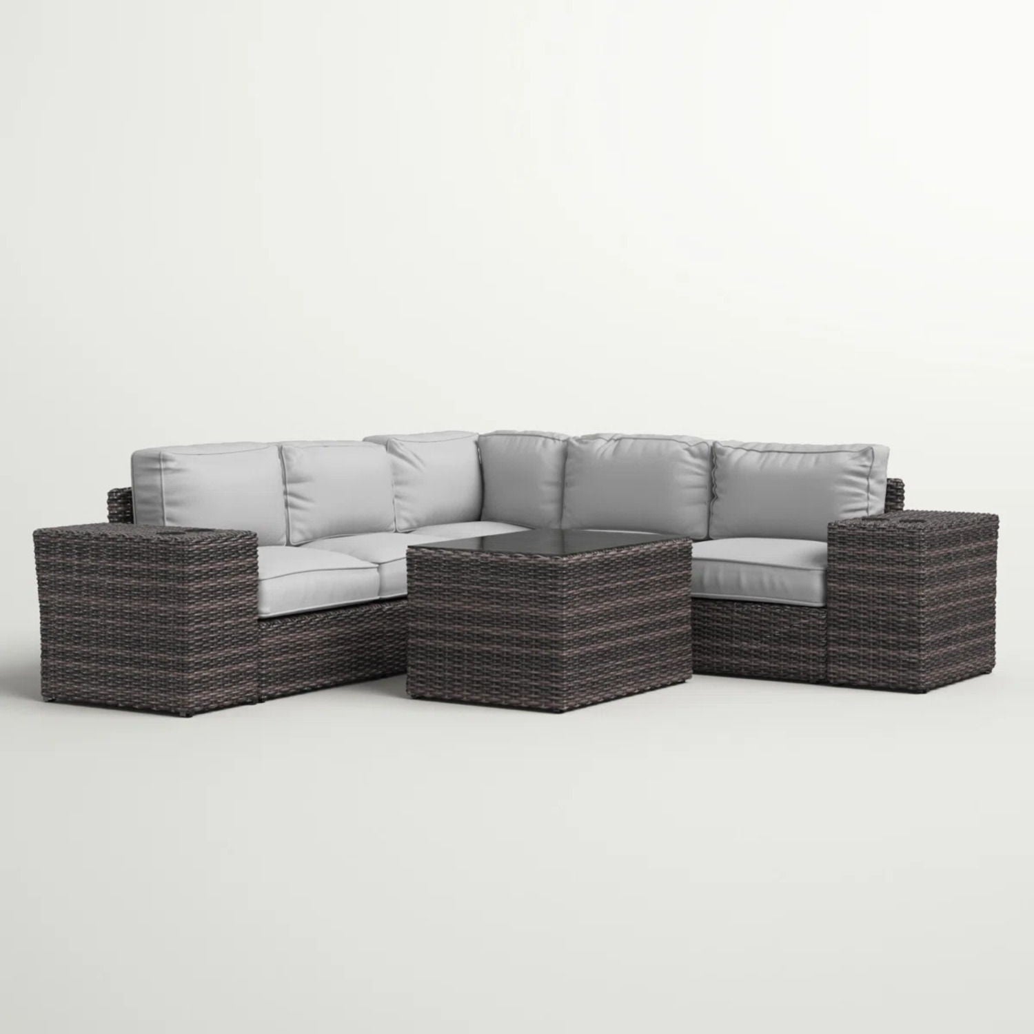 Modern Patio Rattan Sectional Set With Cushions - Best Buy Furniture