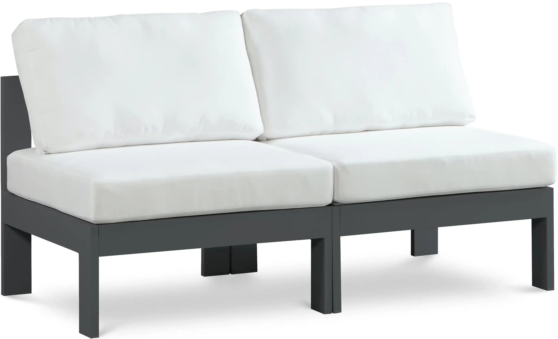 Nizuc - Outdoor Patio 2 Seat Armless Modular Sofa With Gray Frame - Best Buy Furniture