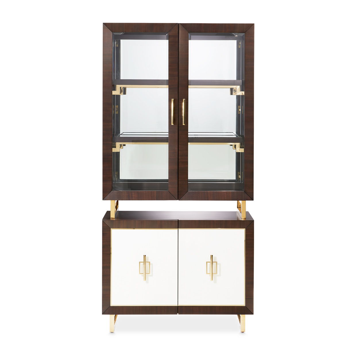 Belmont Place - Display Cabinet - White / Dark Brown - Best Buy Furniture