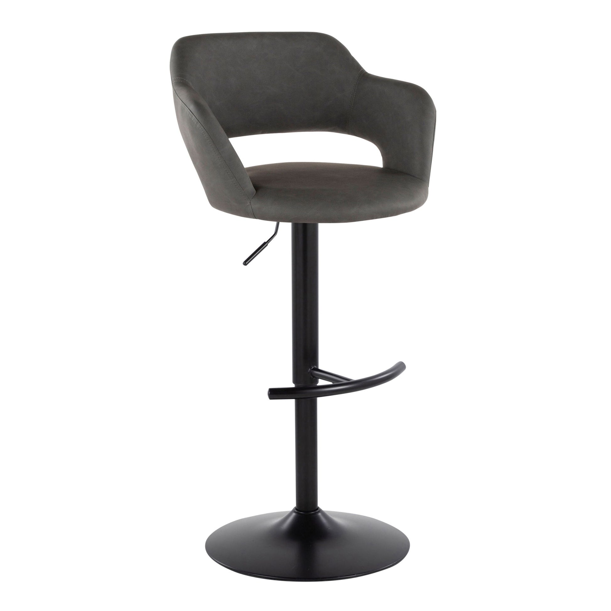 Margarite - Contemporary Adjustable Barstool With Swivel With Rounded T Footrest (Set of 2) - Best Buy Furniture
