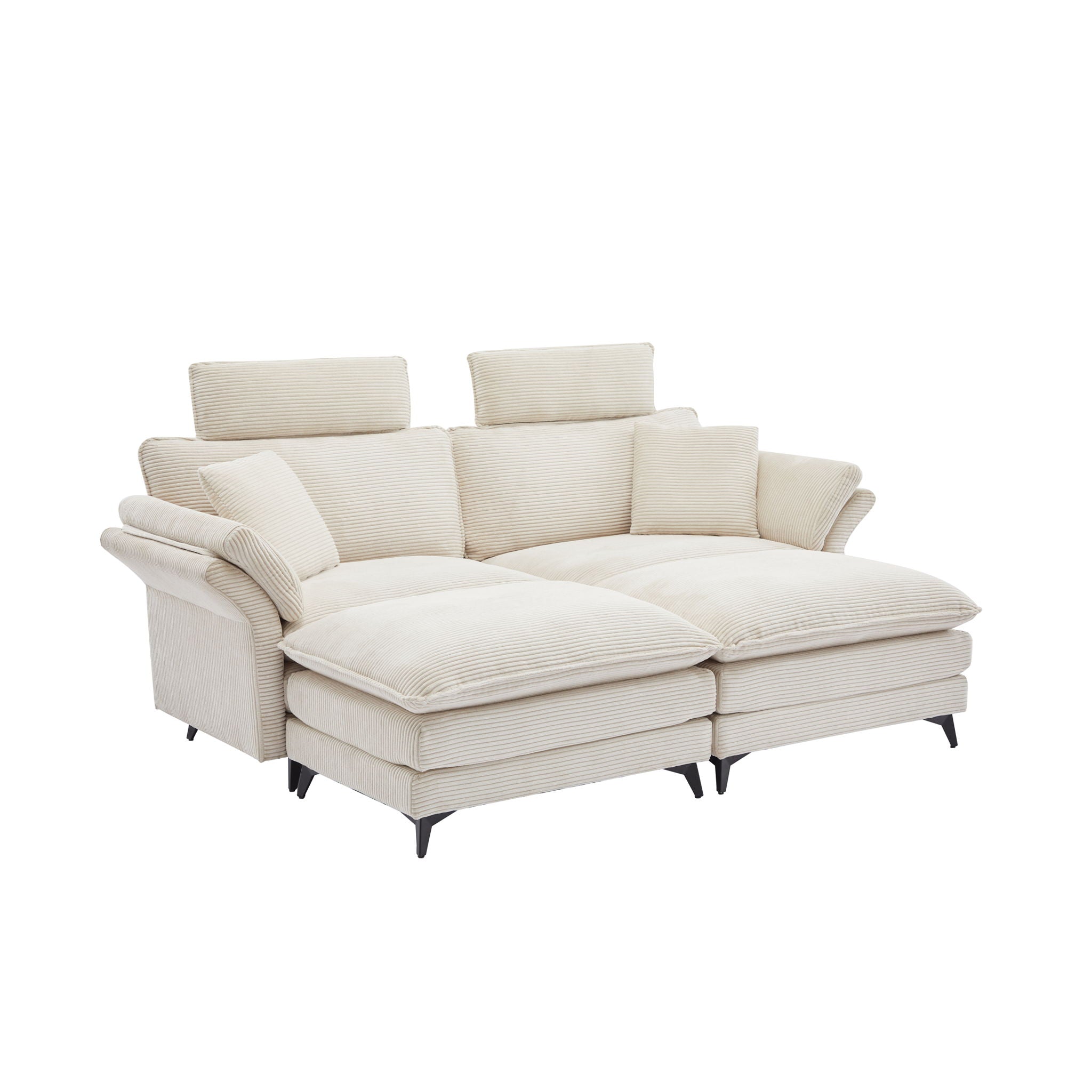Modern Corduroy Deep Seat Sectional Sofa With Ottoman - Best Buy Furniture