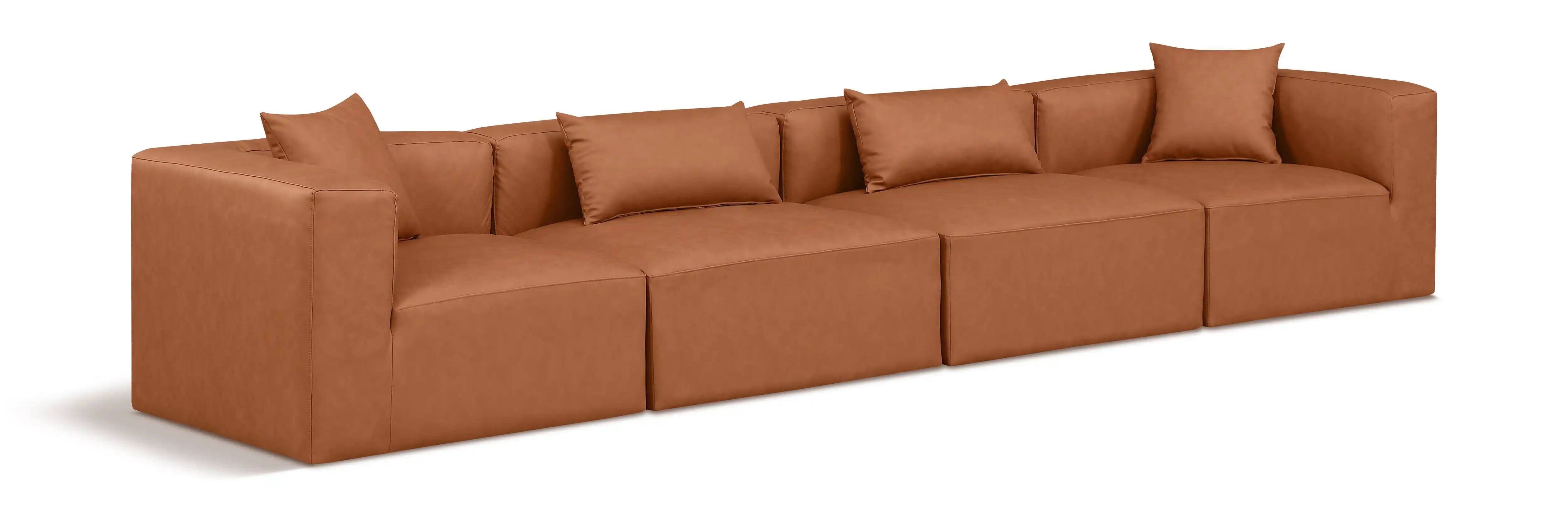 Cube - Modular 4 Piece Sofa - Cognac - Best Buy Furniture