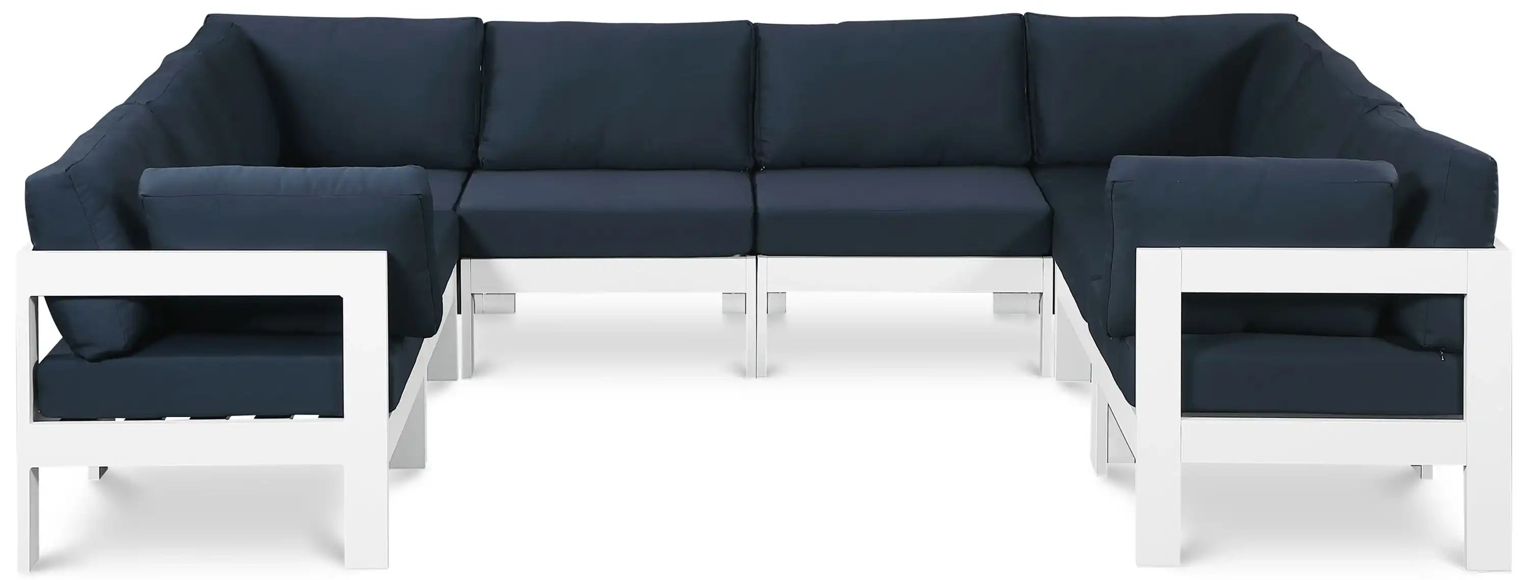 Nizuc - Outdoor Patio 8 Piece Modular Sectional With White Frame - Best Buy Furniture