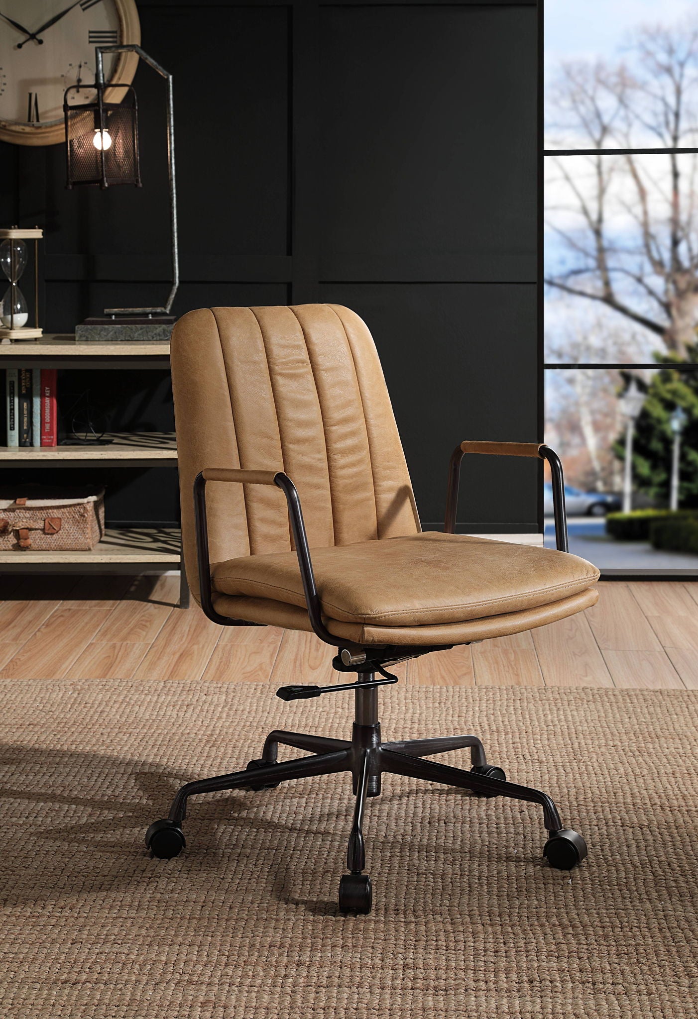 Eclarn - Top Grain Leather Office Chair - Brown - Best Buy Furniture