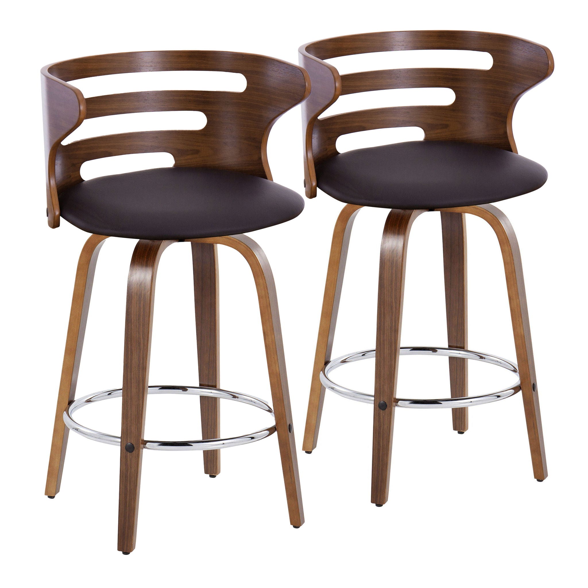 Cosini - Mid Century Modern Fixed Height Barstool With Swivel With Round Footrest (Set of 2) - Best Buy Furniture