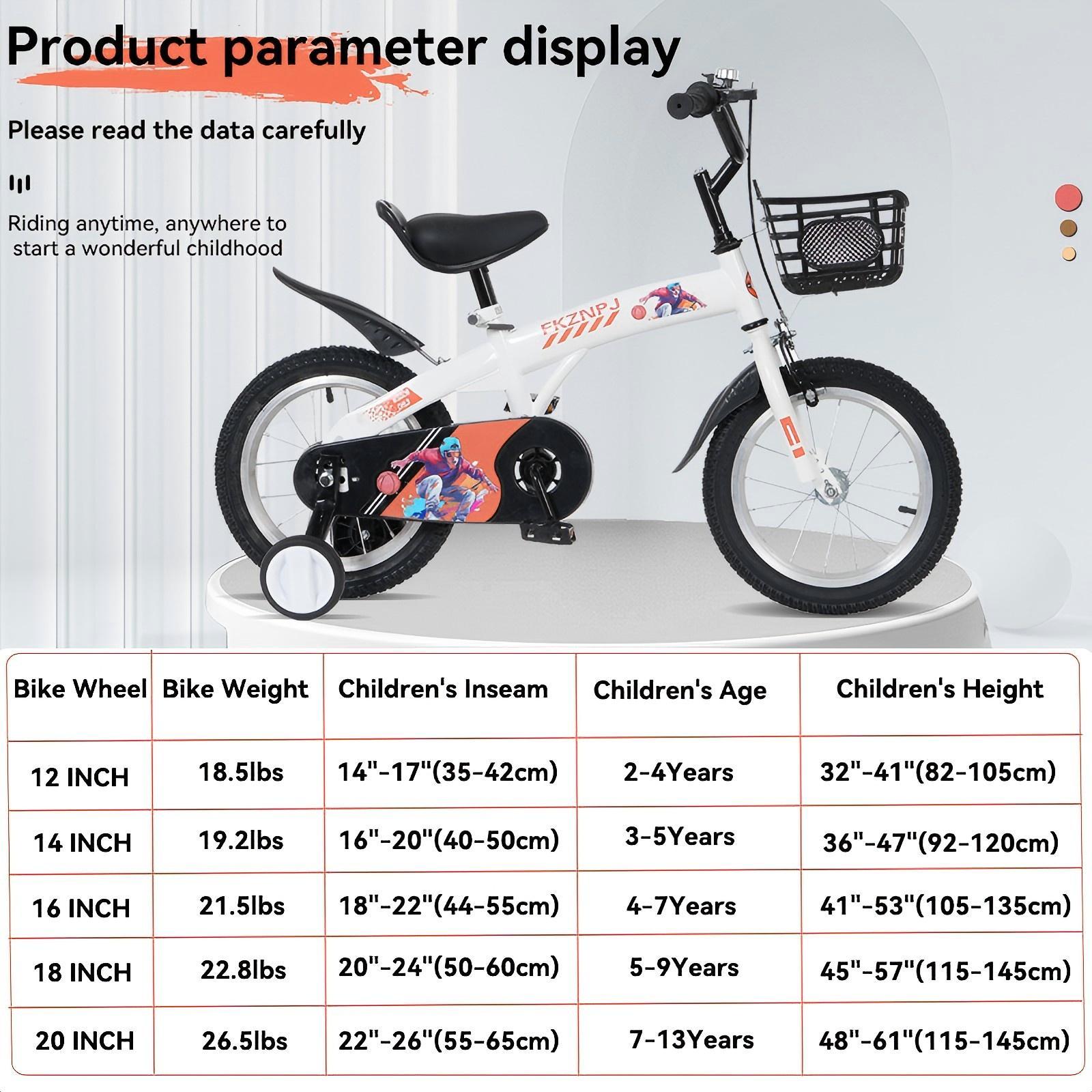 Fkznpj - 16" Sporty Kids Bike With Training Wheels And Stand Adjustable Saddle Suitable For Boys And Girls Aged 4 - 8 Years Tall Height 41 - 46" Available In A Variety Of Colors - Best Buy Furniture