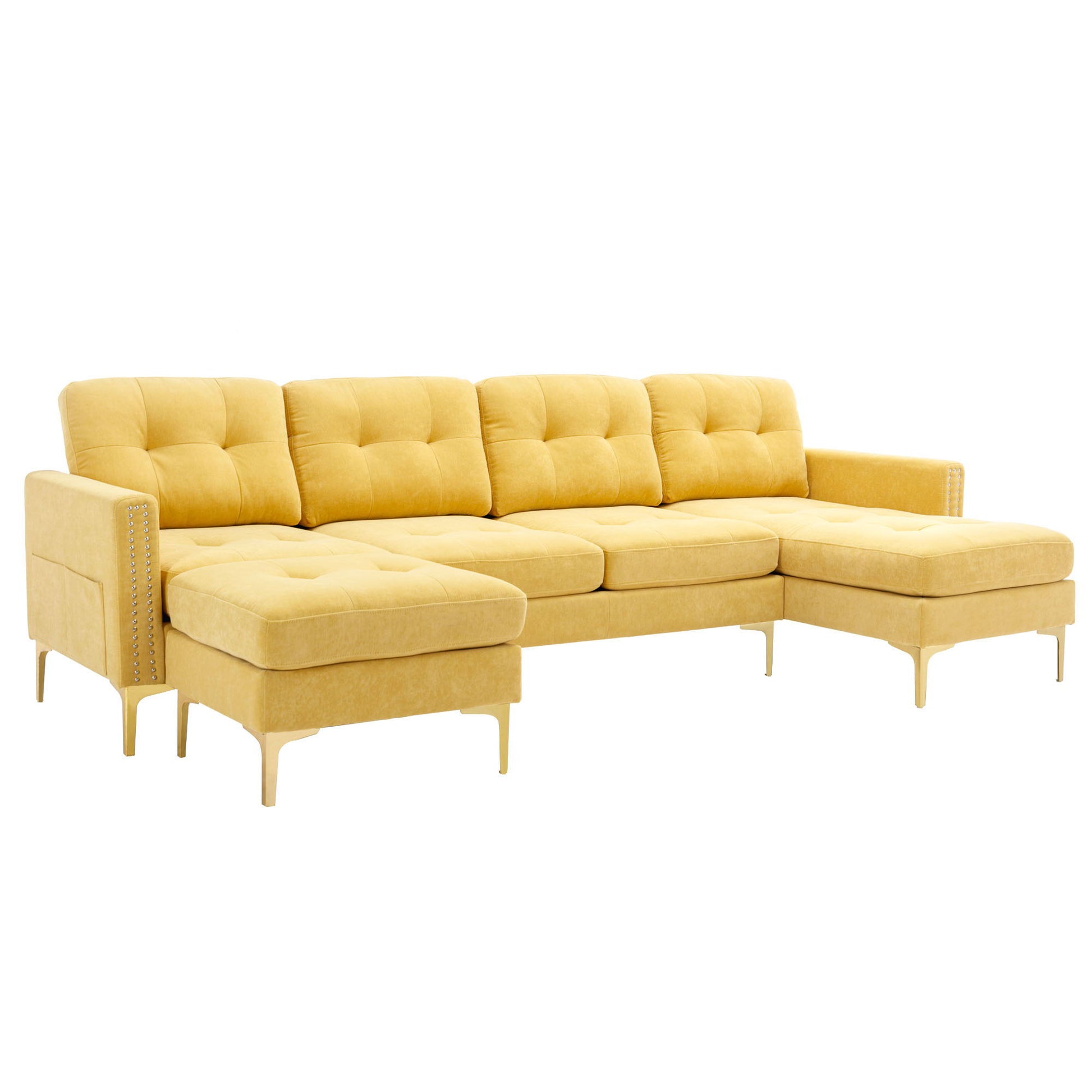 Modern L - Shape Convertible Sectional Sofa With Movable Ottoman - Best Buy Furniture