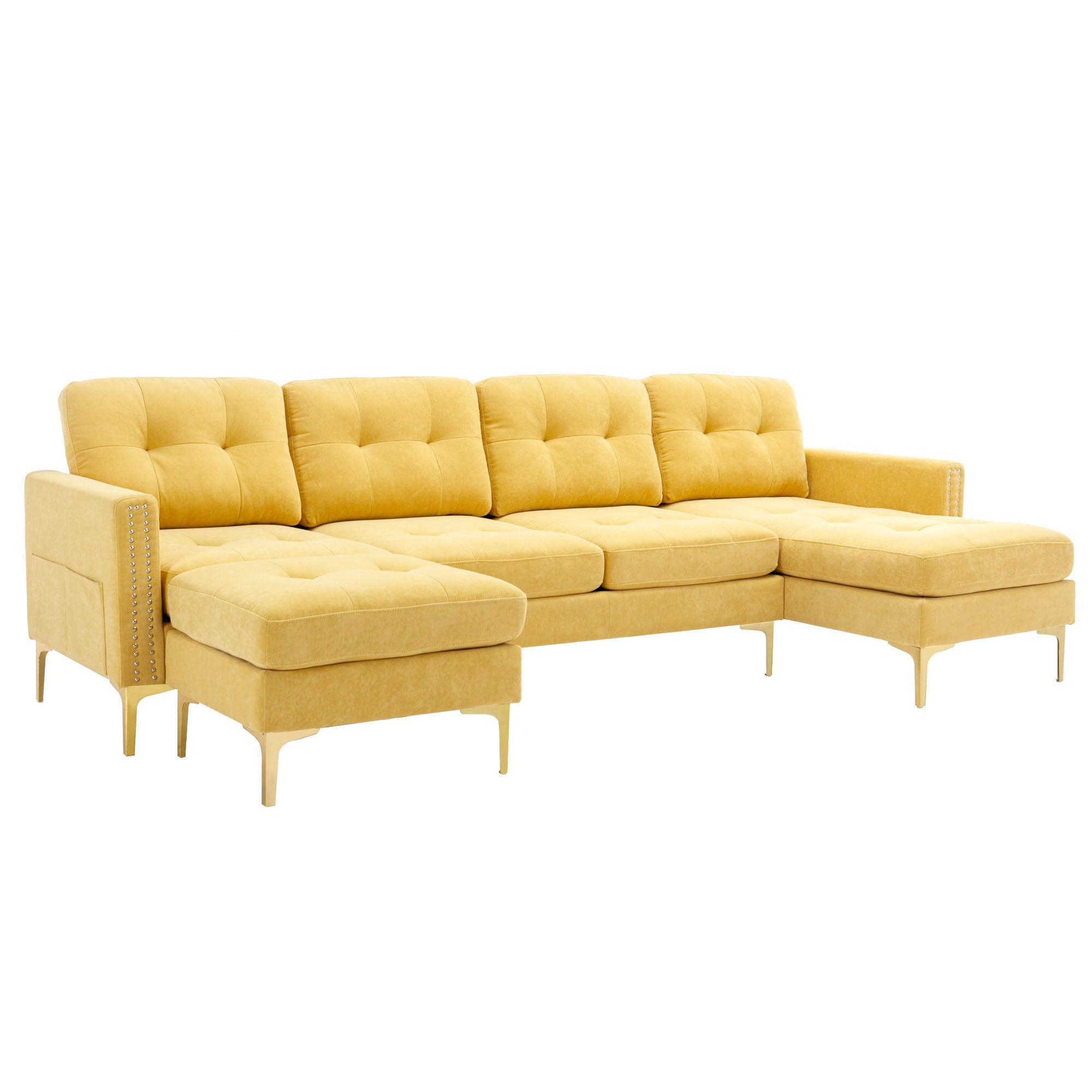 Modern L - Shape Convertible Sectional Sofa With Movable Ottoman - Best Buy Furniture