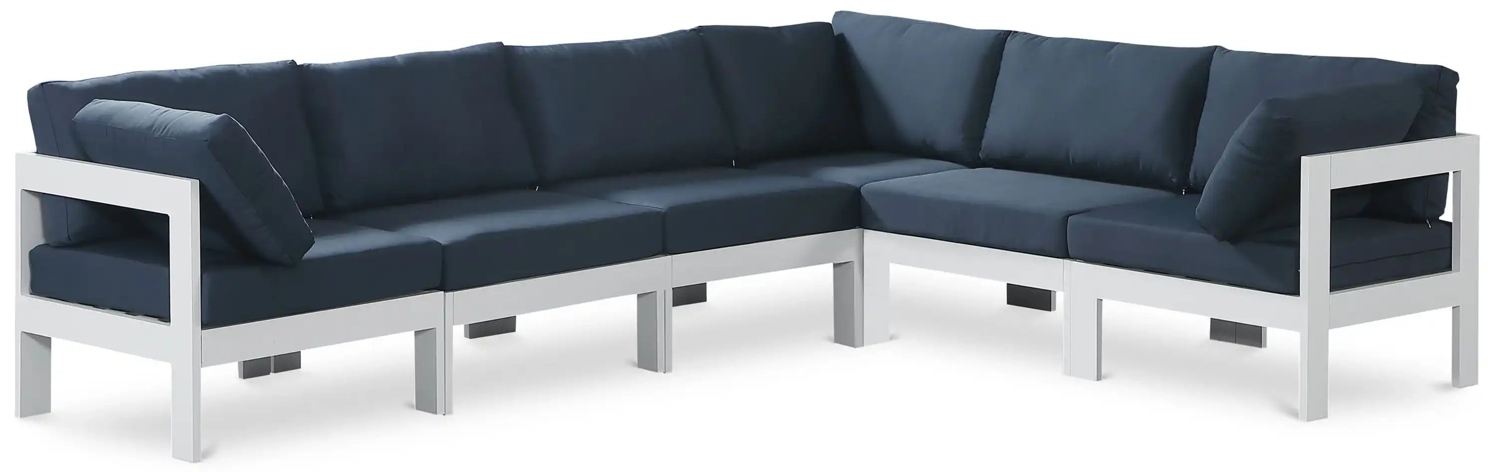 Nizuc - Outdoor Patio 6 Piece Modular Sectional With White Frame - Best Buy Furniture