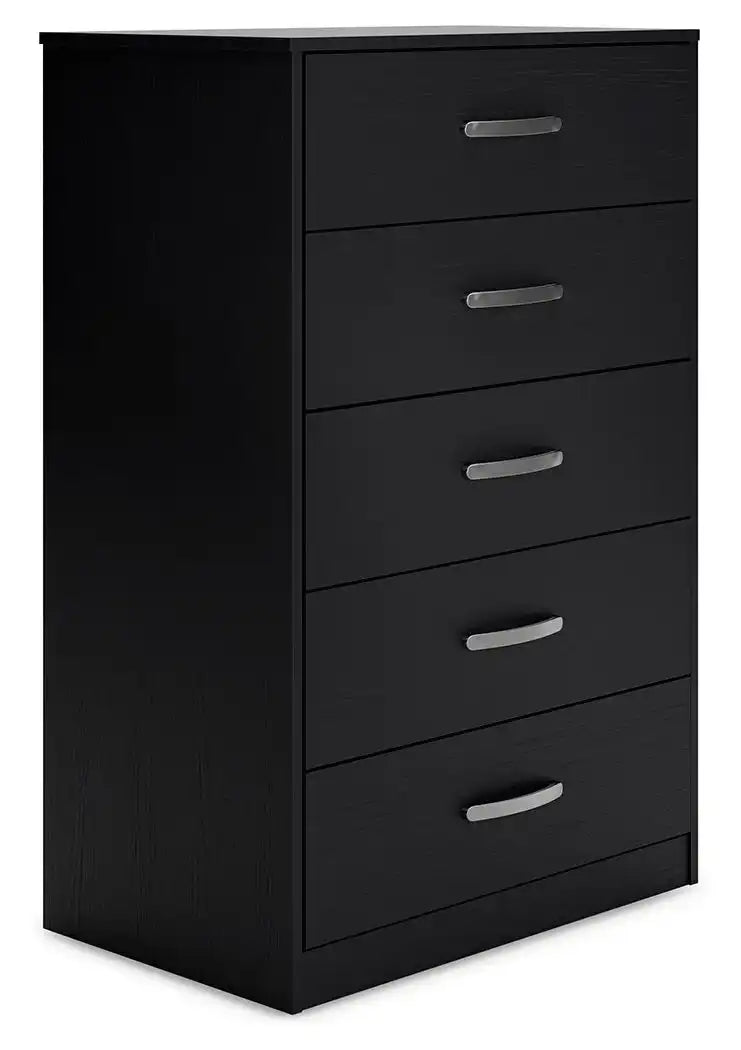 Finch - Five Drawer Chest - 46" Height - Black - Best Buy Furniture