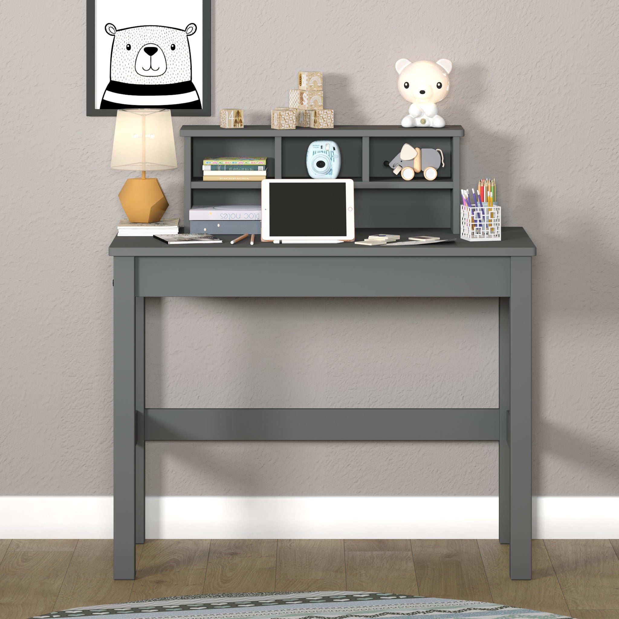 Logan - Writing Desk - Gray - Best Buy Furniture