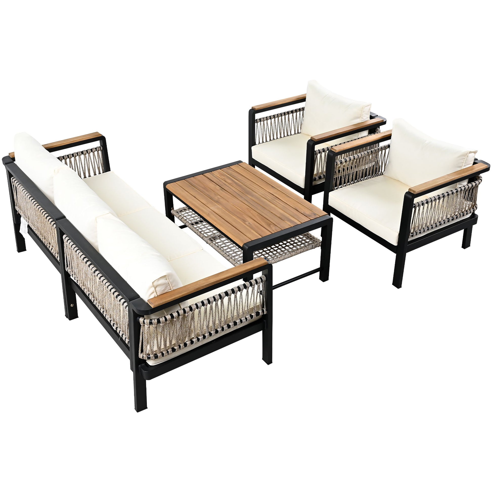 4 Pieces Outdoor Sectional Sofa Set 5 Person Patio Seating Group Outdoor Conversation Set With Cushions And A Coffee Table For Patios - Best Buy Furniture
