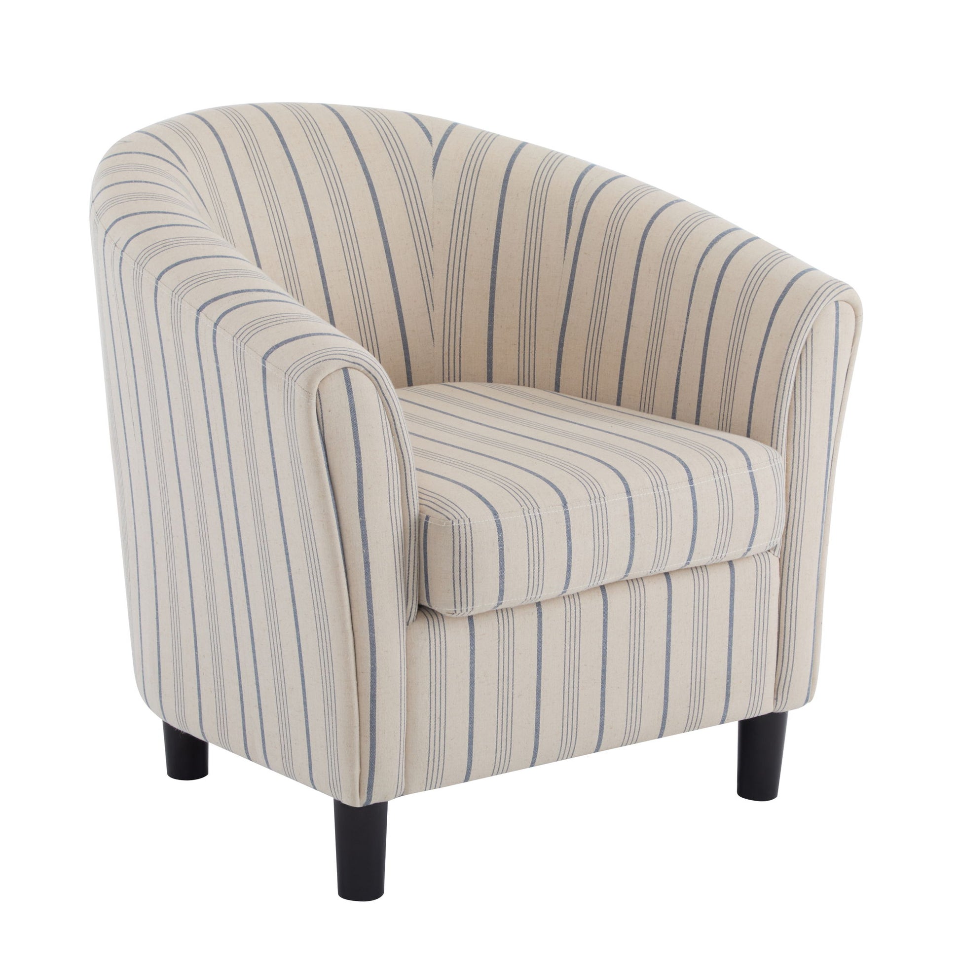 Modern Barrel Fabric Striped Barrel Chair With Channel Stitching - Beige / Blue Stripe - Best Buy Furniture
