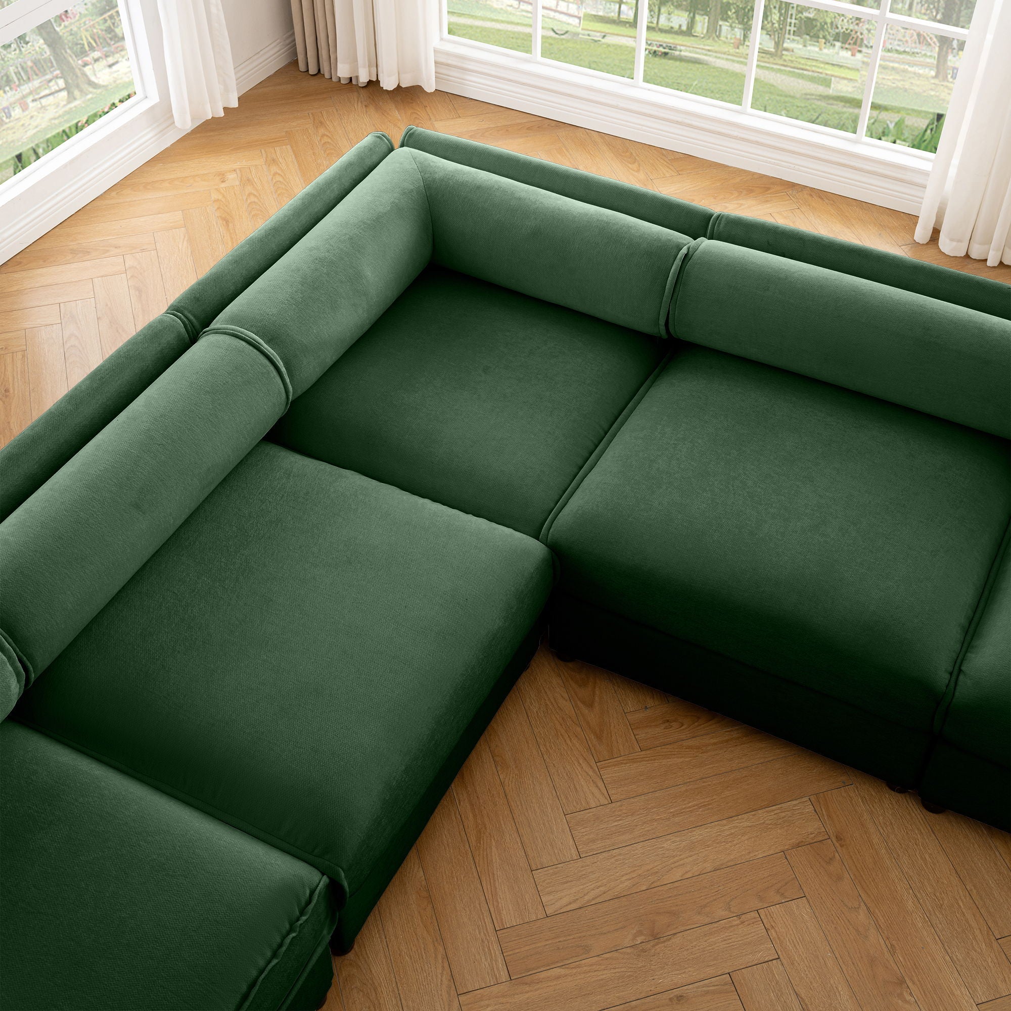 Contemporary Elegant White Chenille Sofa With Storage And Ottoman