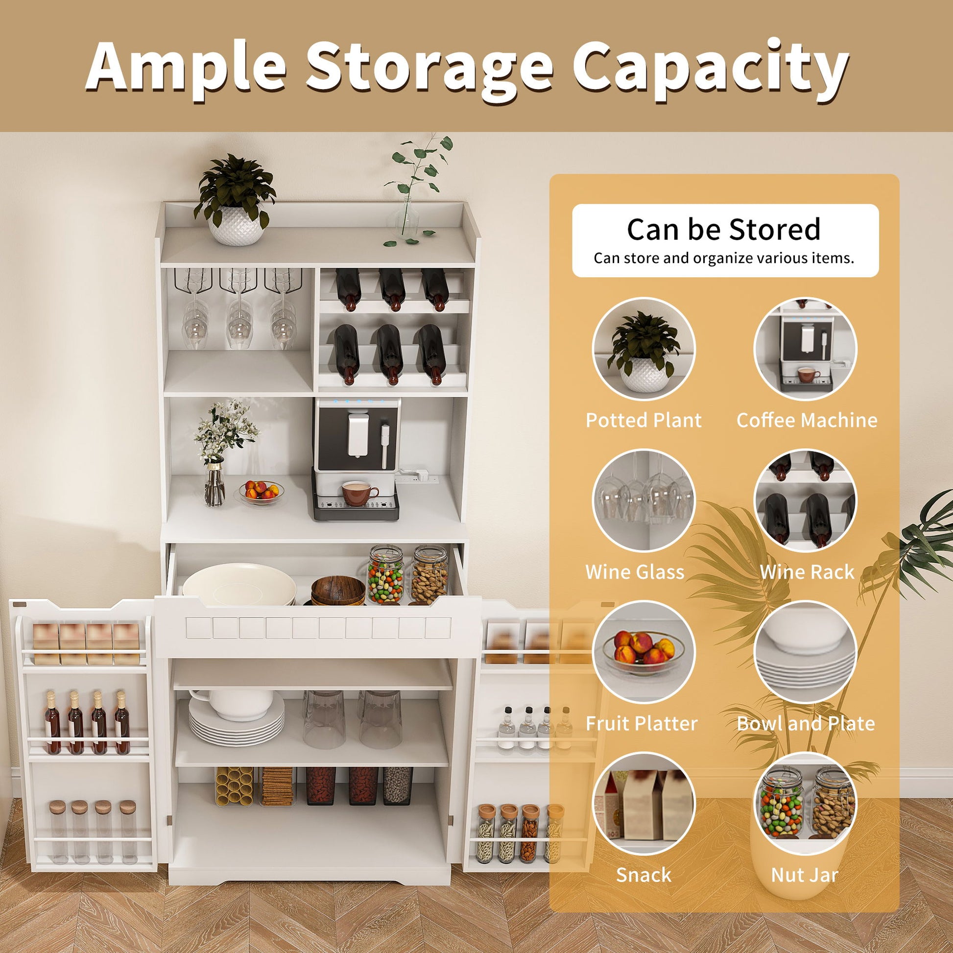 Modern Farmhouse Buffet Cabinet With Hutch Kitchen Storage Sideboard With Drawers & Barn Doors - White - Best Buy Furniture