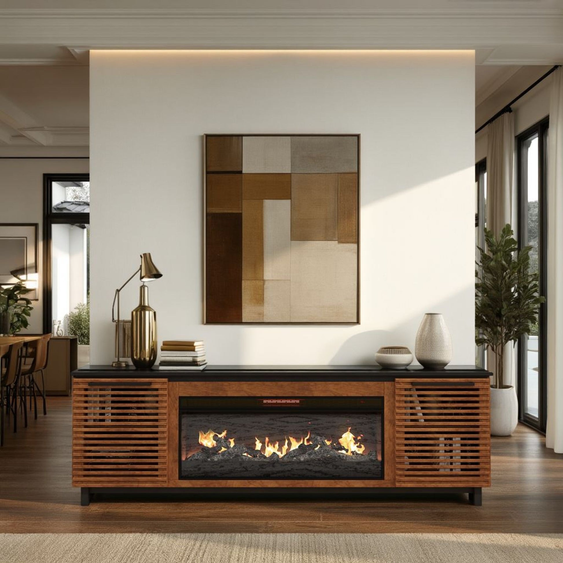 Graceland - Fireplace TV Stand Console For TVs Up To 100" - Black, Bourbon - Best Buy Furniture