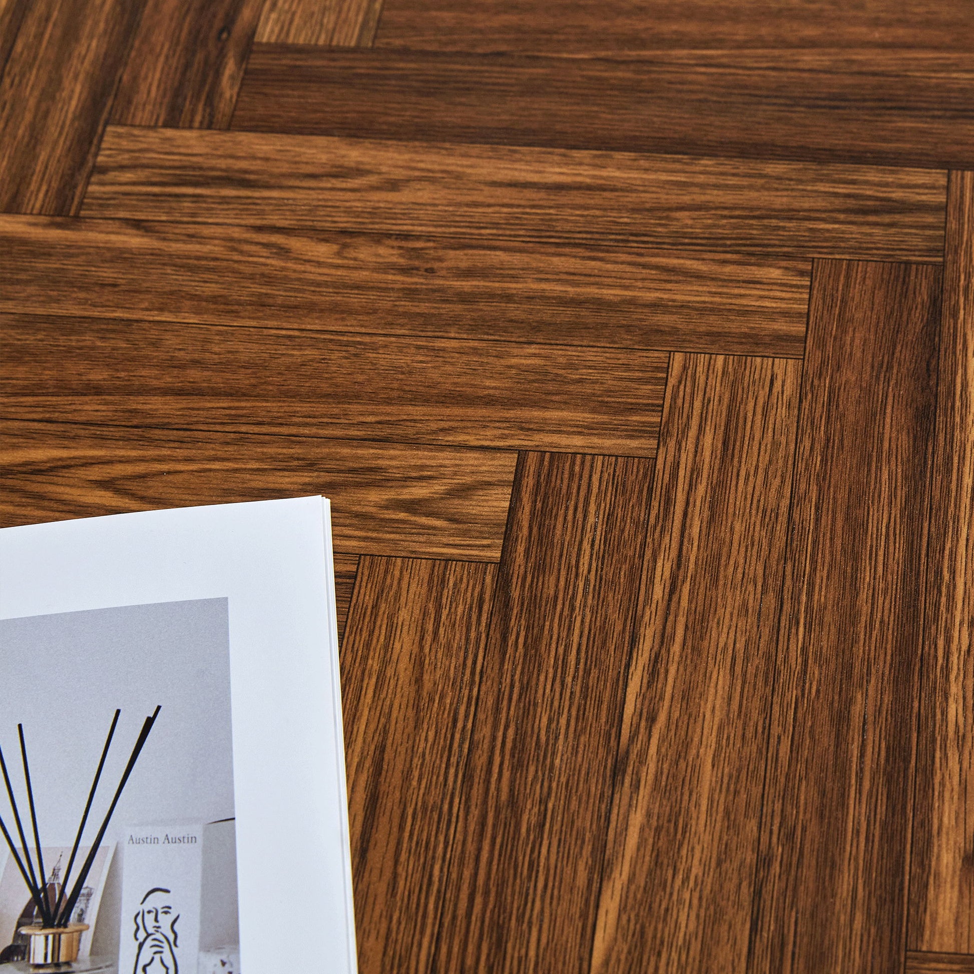 Herringbone Pattern Dining Table A Perfect Match For Modern Minimalist And Industrial Home Styles - Walnut - Best Buy Furniture