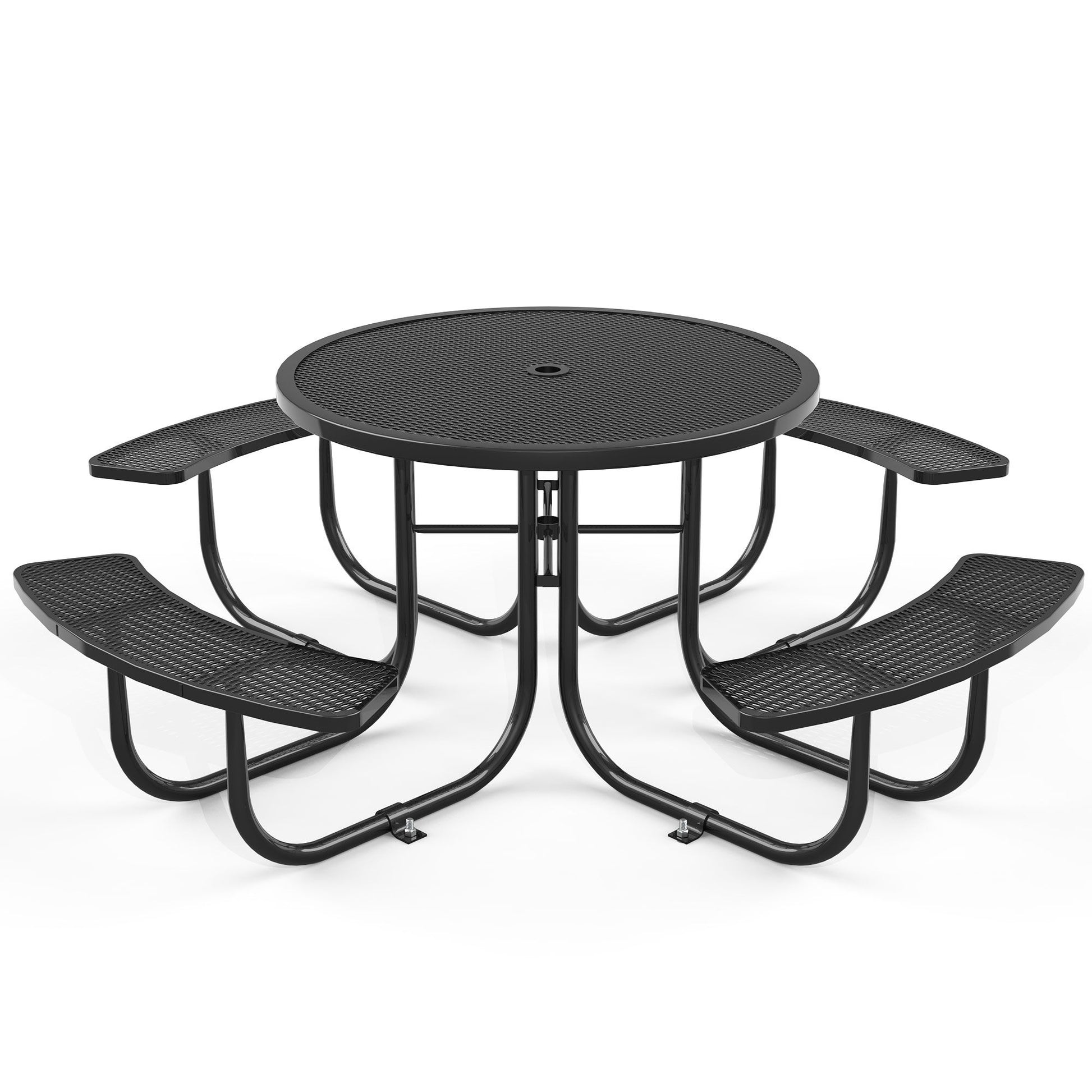 Round Outdoor Steel Picnic Table 46" With Umbrella Pole - Best Buy Furniture