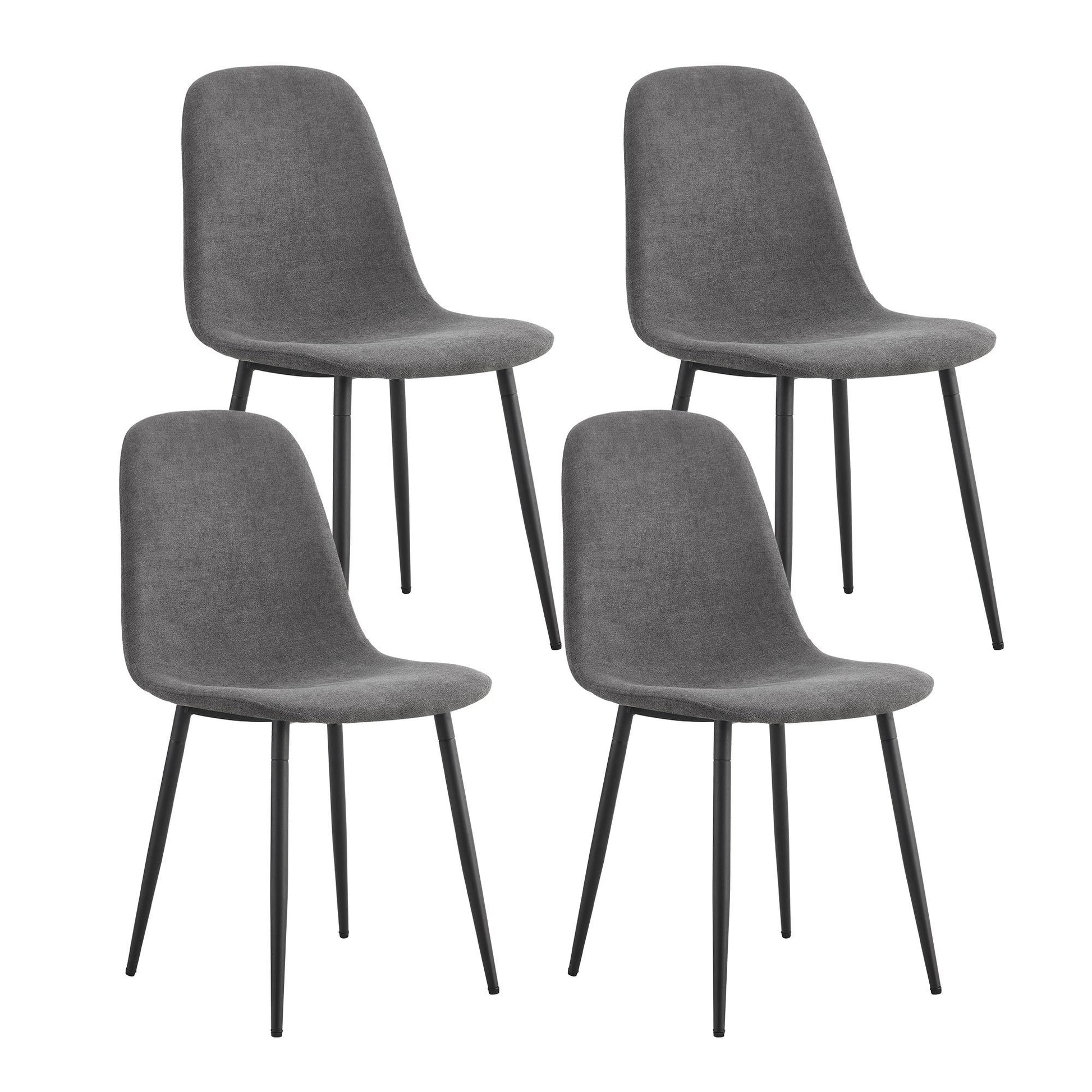 Modern Medieval Style Cushioned Side Chairs Set With Black Metal Legs For Kitchens - Best Buy Furniture