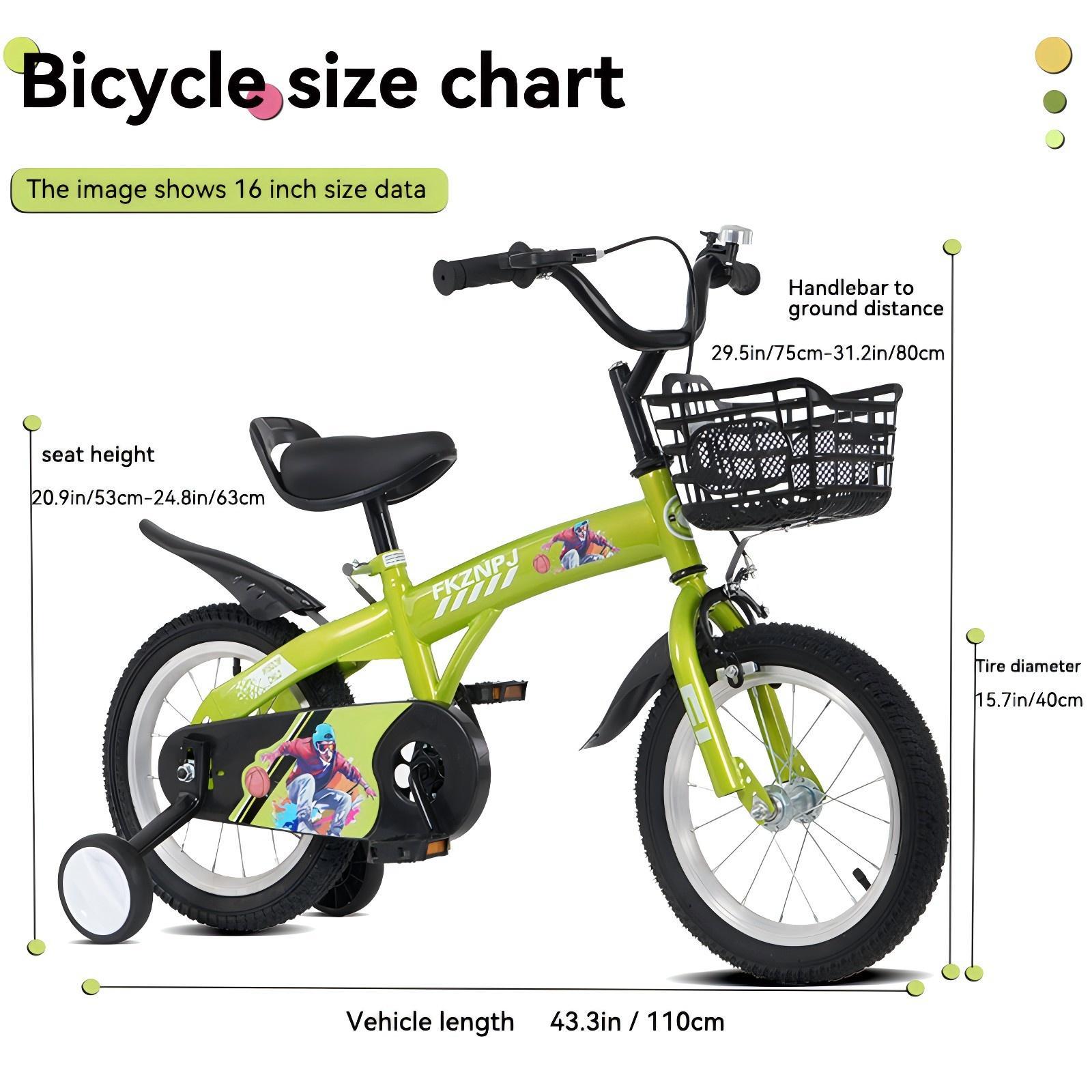 Fkznpj - 16" Sporty Kids Bike With Training Wheels And Stand Adjustable Saddle Suitable For Boys And Girls Aged 4 - 8 Years Tall Height 41 - 46" Available In A Variety Of Colors - Best Buy Furniture