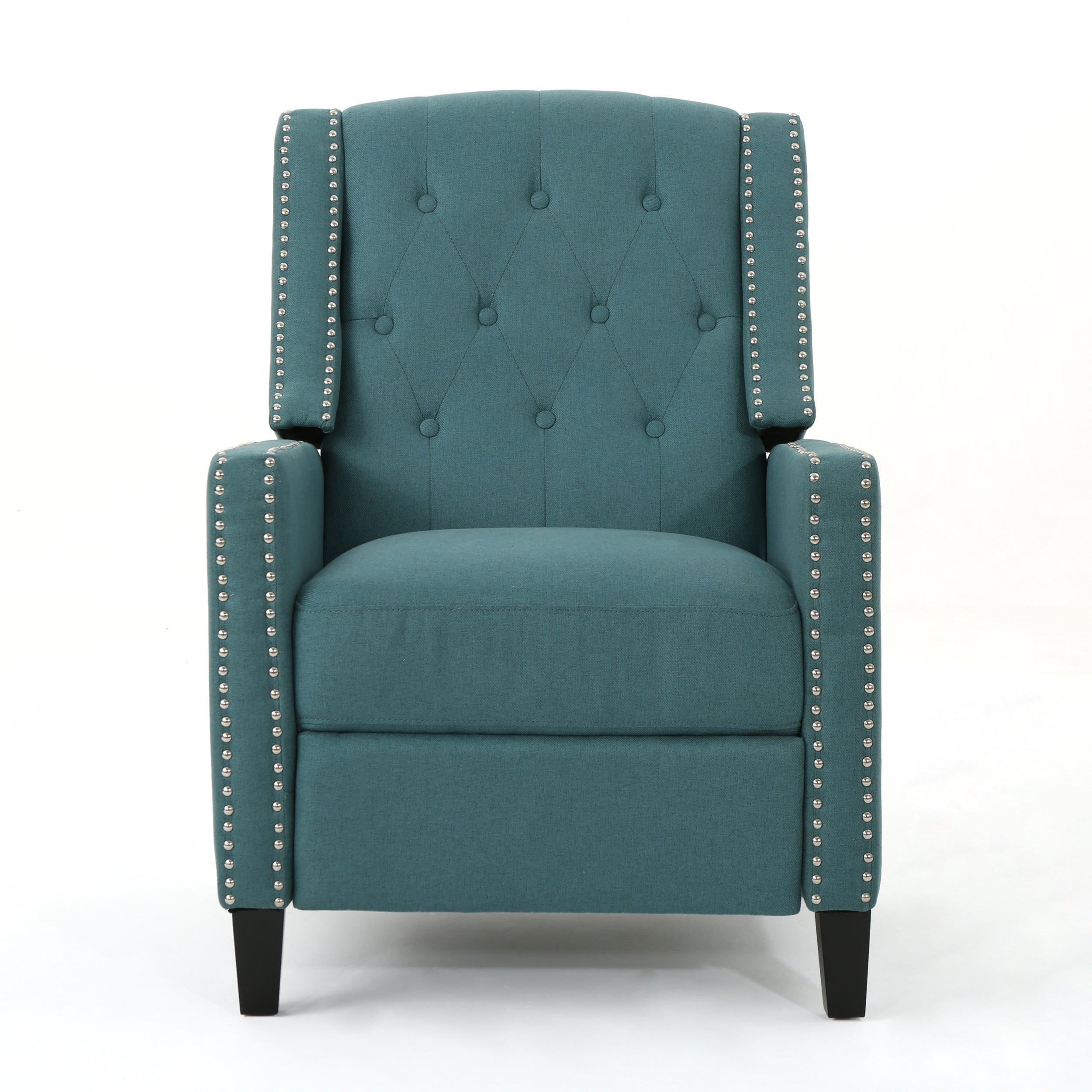 Classic Teal Fabric Push Back Chair with Riveted Armrests - Best Buy Furniture