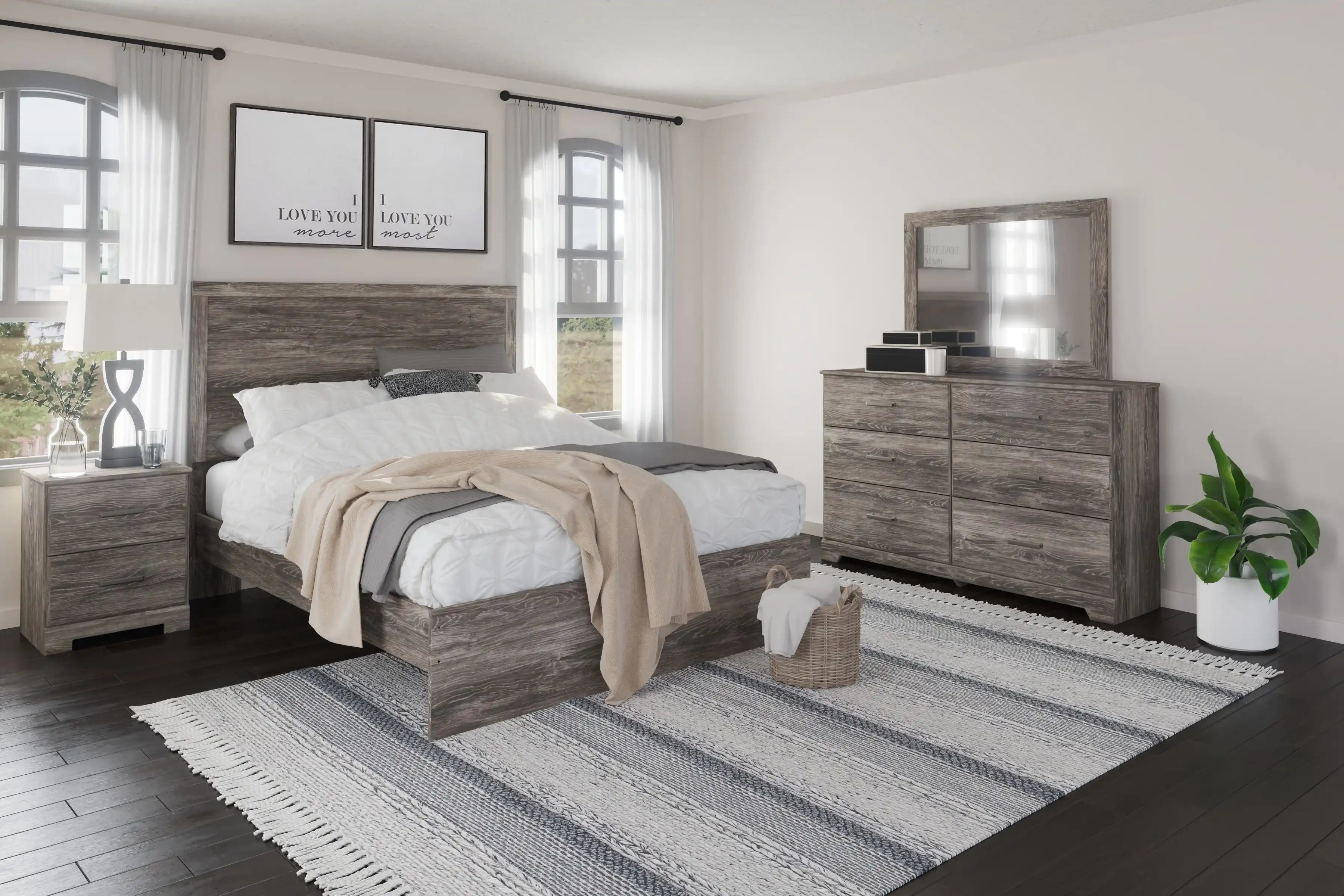 Ralinksi - Two Drawer Night Stand - Gray - Best Buy Furniture